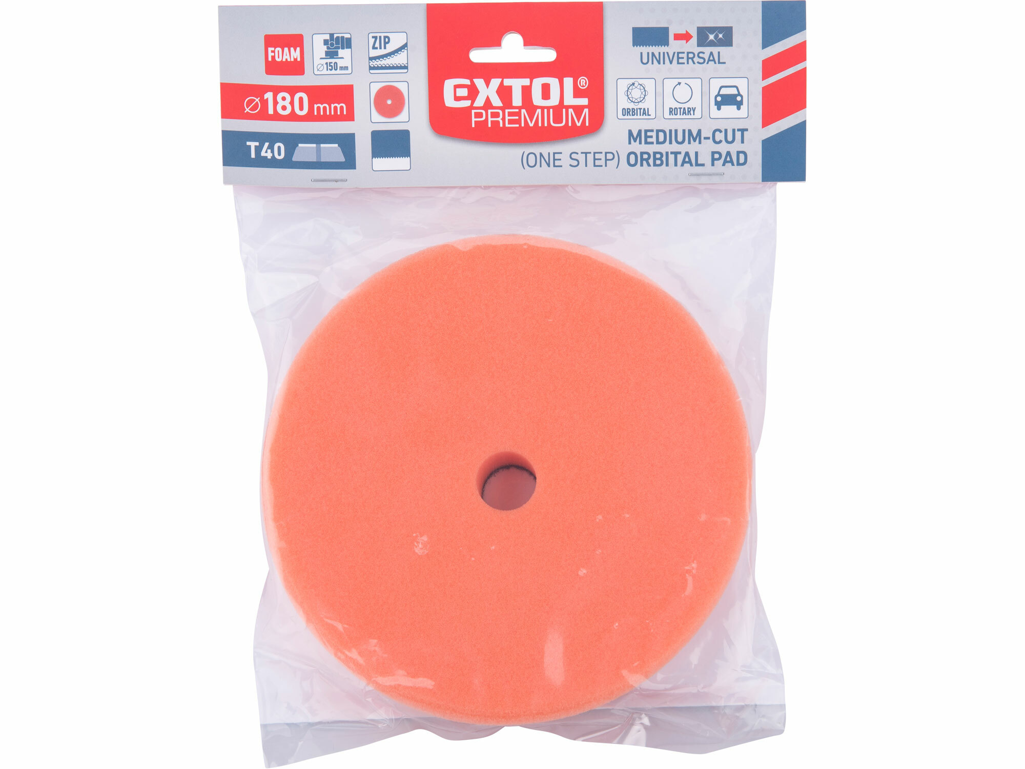EXTOL PREMIUM 8804554 Kotúč leštiaci penový pre orbitálne leštičky (DA), T40, Ø180mm