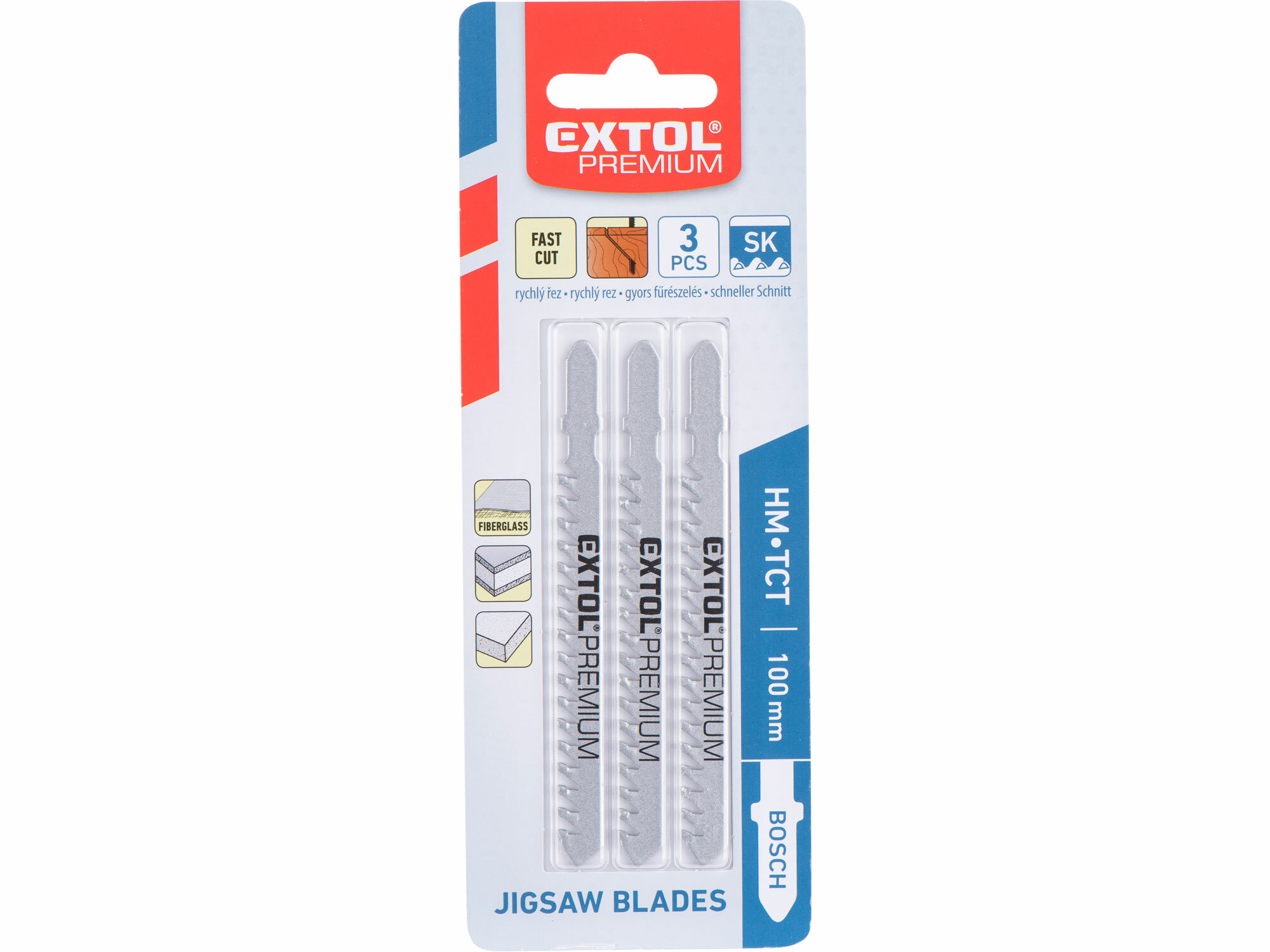 EXTOL PREMIUM 8805300 List pílový do priamočiarej pílky 3ks, 100mm, úchyt BOSCH