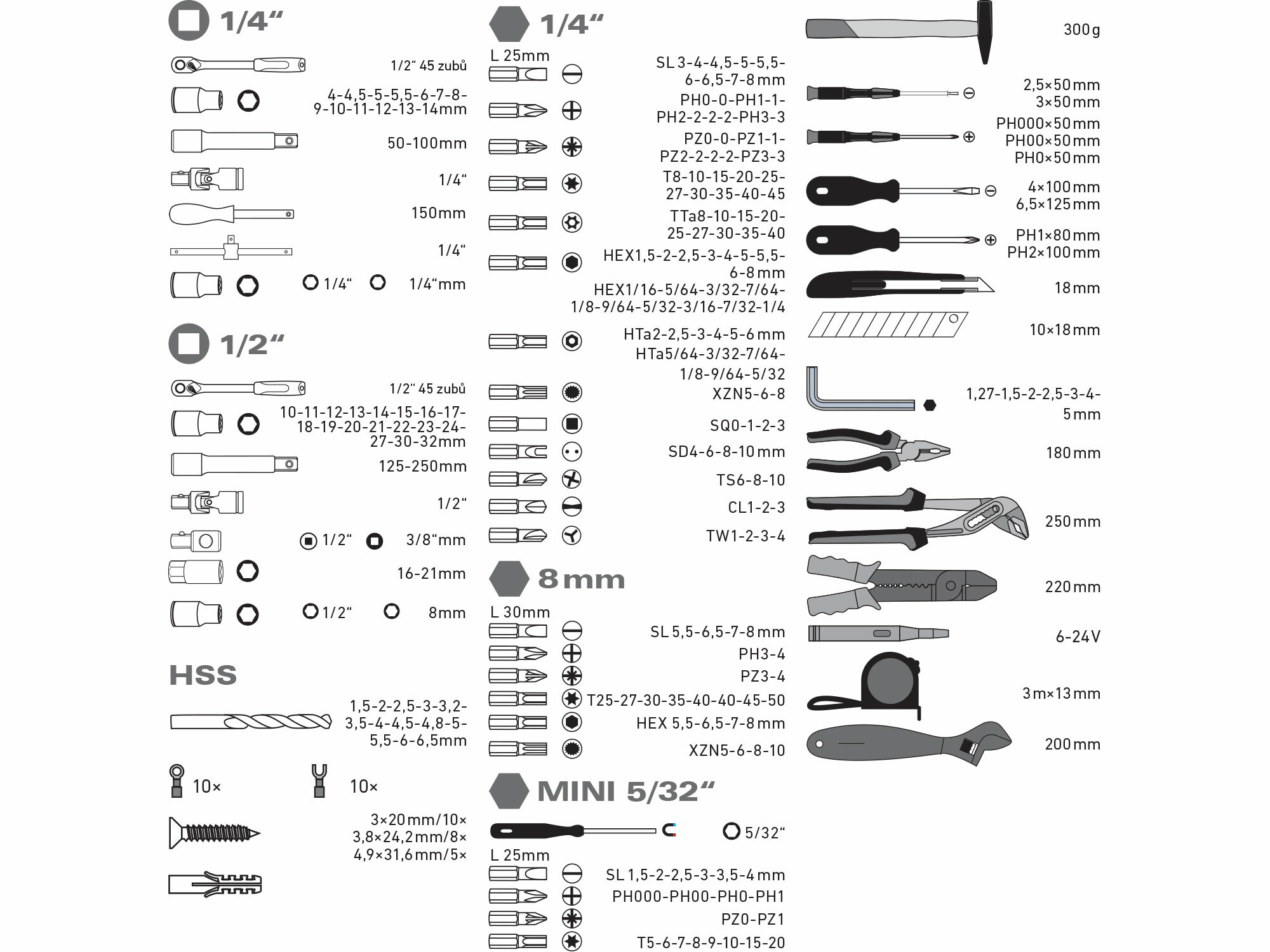 EXTOL CRAFT 918303 Sada nástrčných a zástrčných kľúčov, 303-dielna