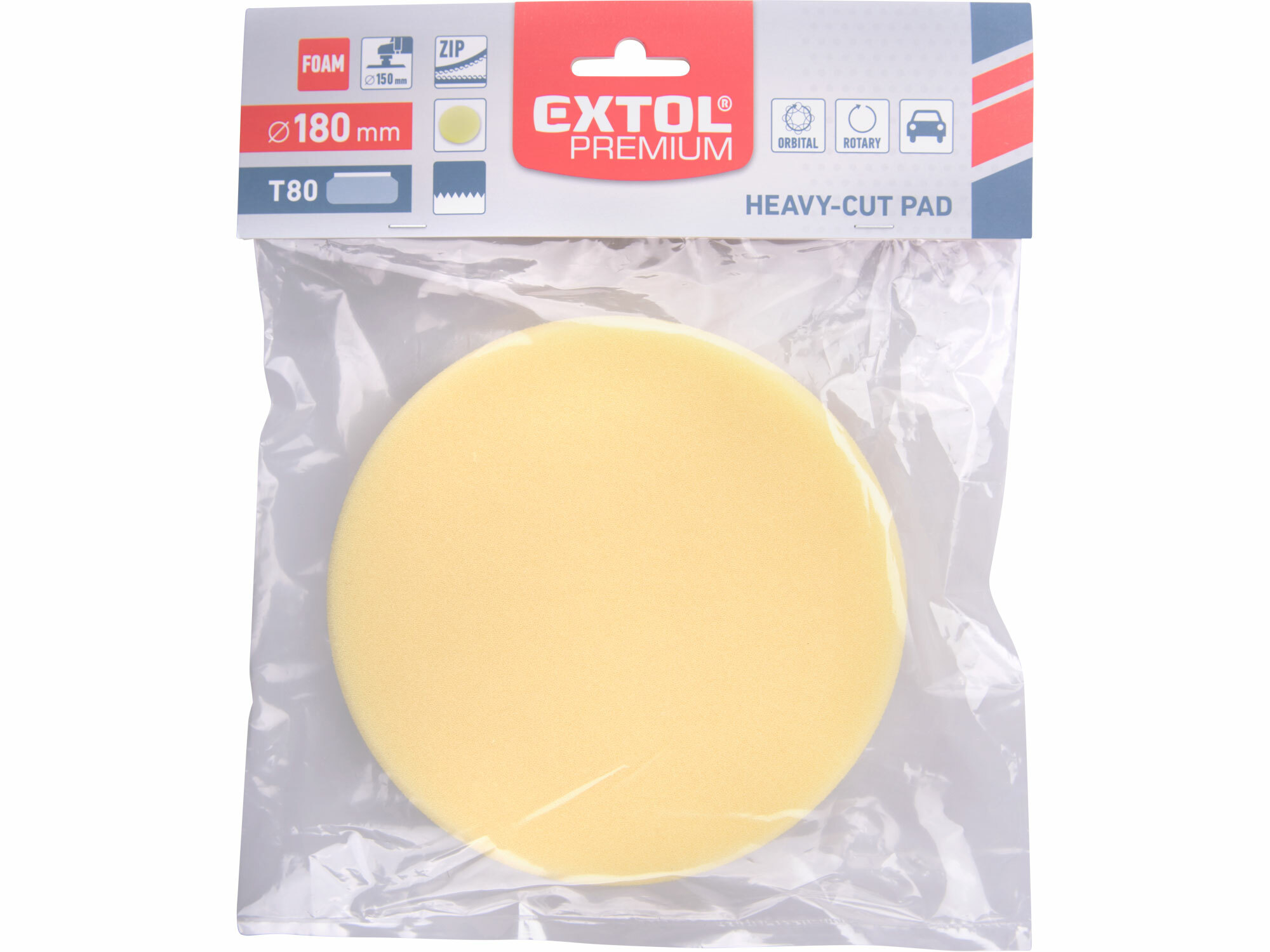 EXTOL PREMIUM 8804508 Kotúč leštiaci penový so suchým zipsom, T80, Ø180mm