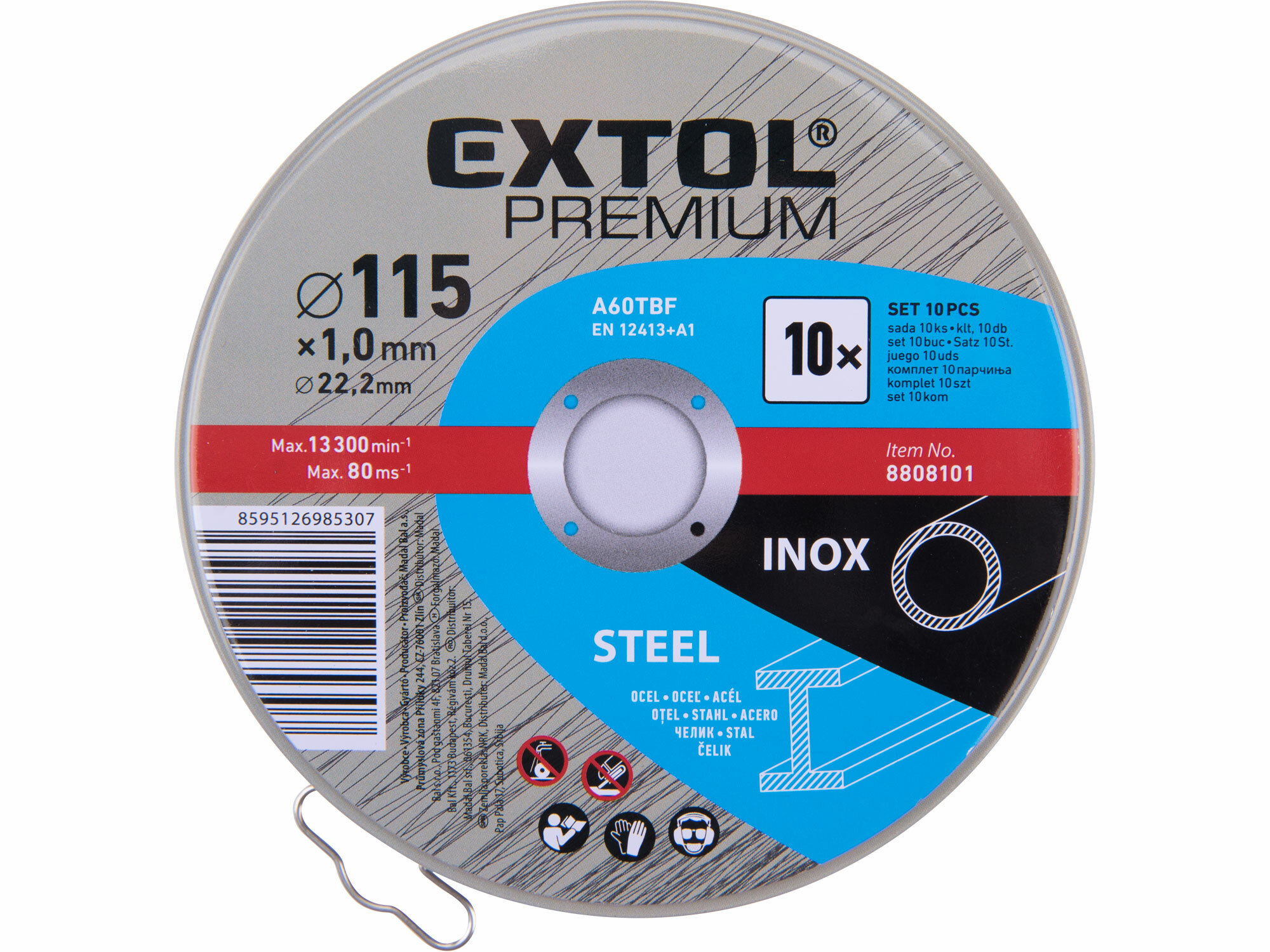 EXTOL PREMIUM 8808101 Kotúč rezný na oceľ a antikoro 10ks, 115x1,0mm