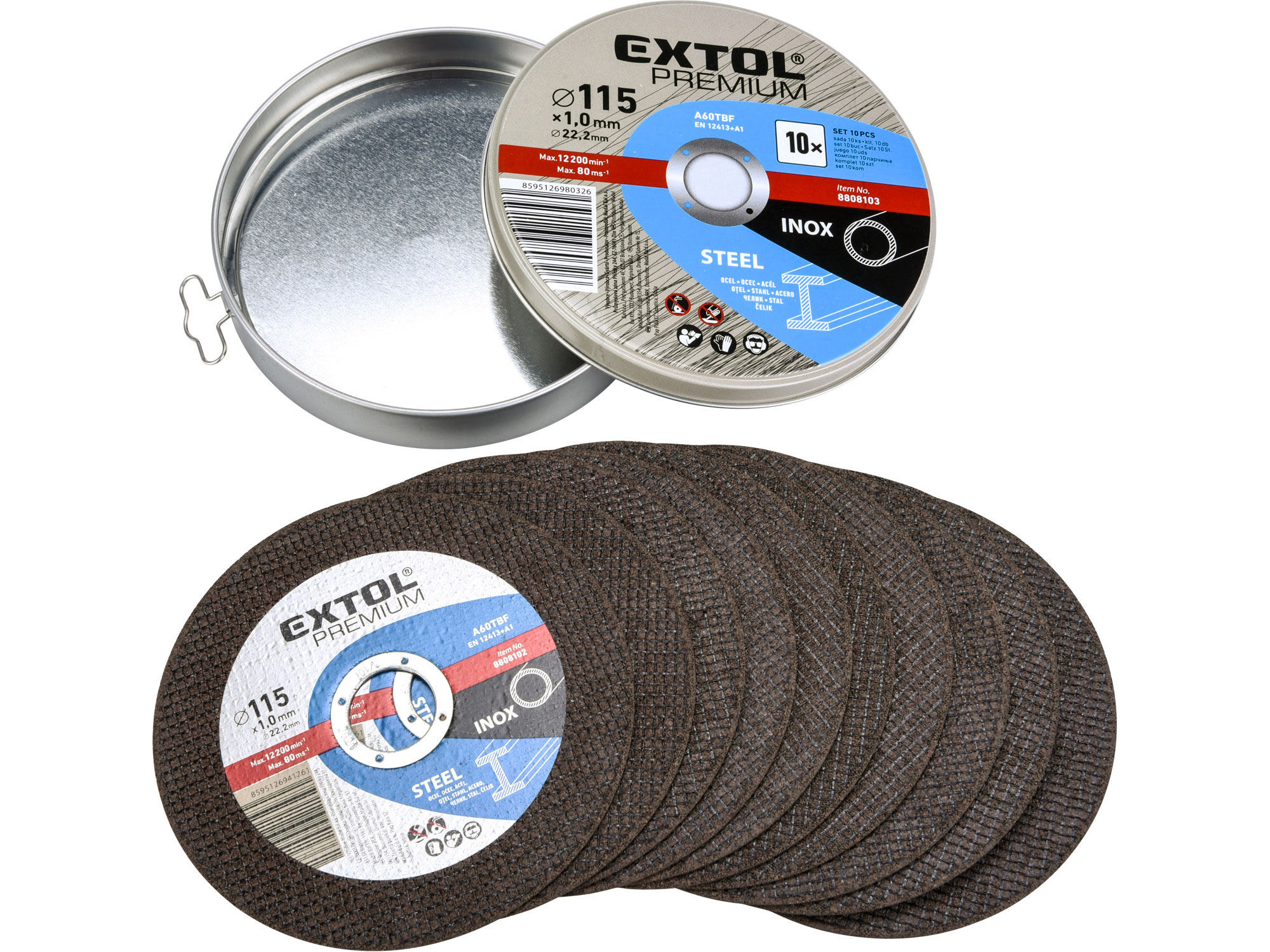EXTOL PREMIUM 8808101 Kotúč rezný na oceľ a antikoro 10ks, 115x1,0mm