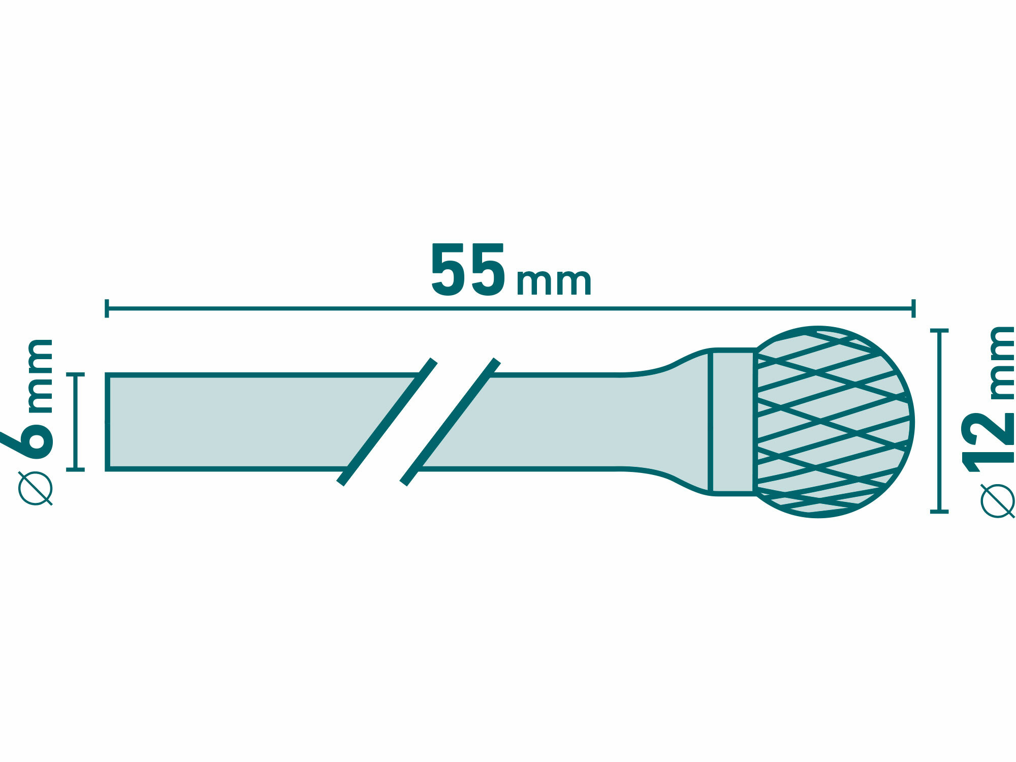 EXTOL INDUSTRIAL 8703735 Fréza karbidová guľovitá, Ø12mm, stopka Ø6mm