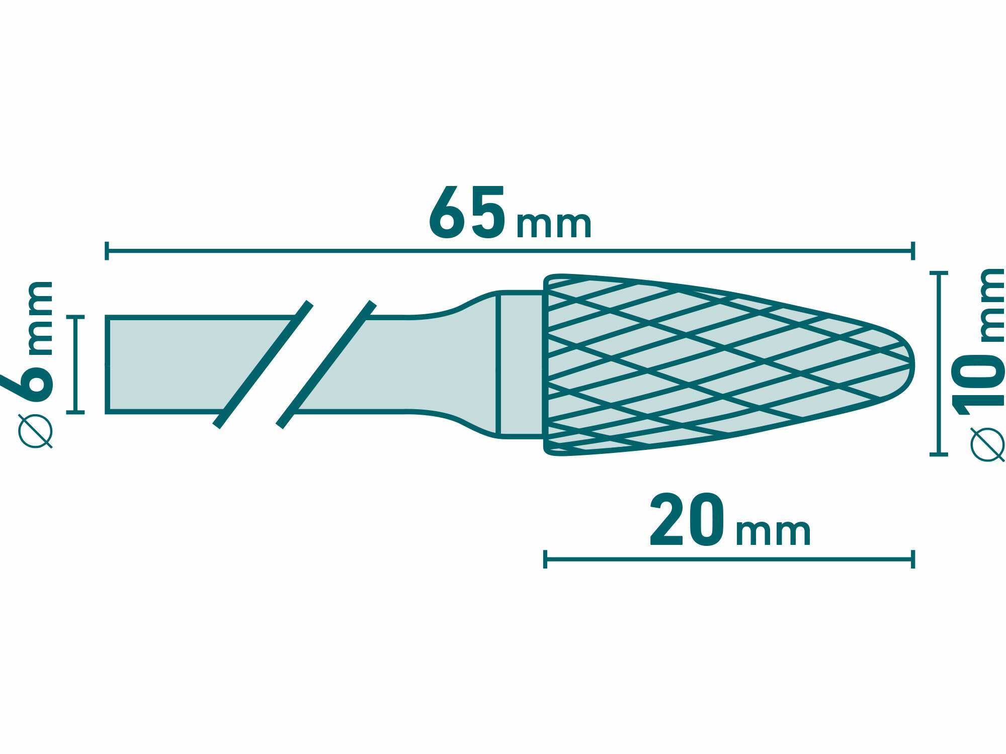 EXTOL INDUSTRIAL 8703754 Fréza karbidová konvexná, pologuľaté čelo, Ø10mm, rezná dĺžka 20mm, stopka Ø6mm
