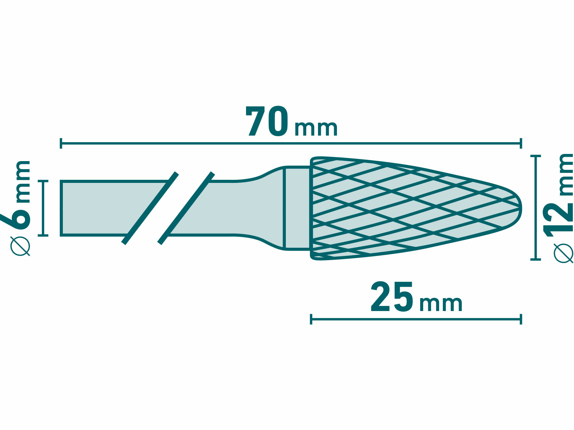 EXTOL INDUSTRIAL 8703755 Fréza karbidová konvexná, pologuľaté čelo, Ø12mm, rezná dĺžka 25mm, stopka Ø6mm