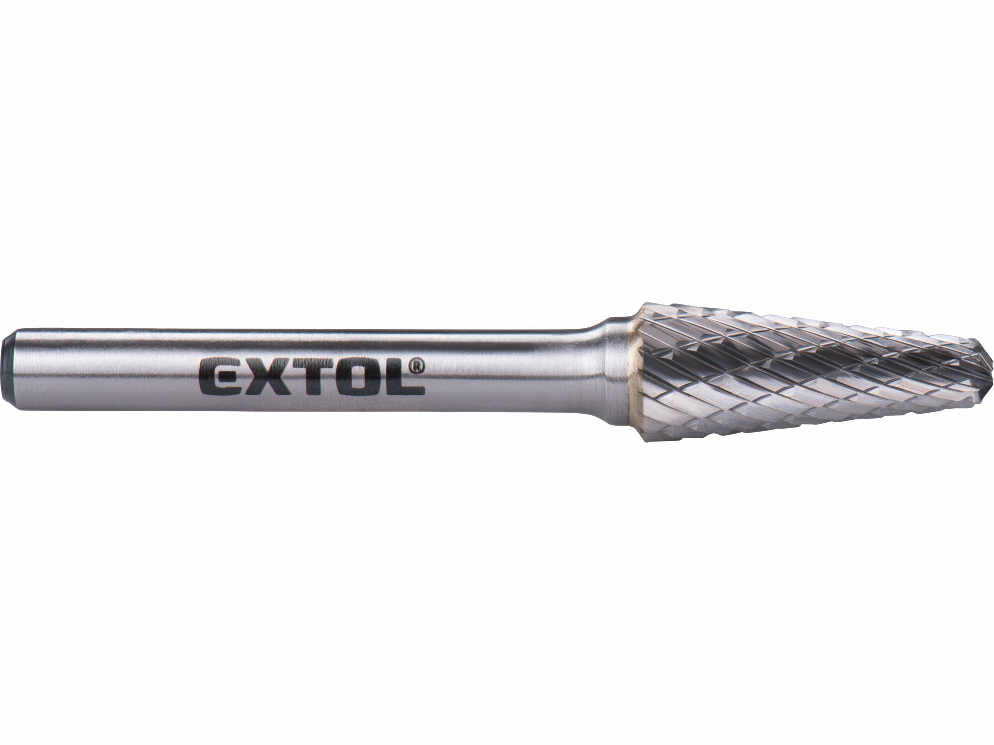 EXTOL INDUSTRIAL 8703784 Fréza karbidová kónická, pologuľaté čelo, Ø10mm, rezná dĺžka 25mm, stopka Ø6mm