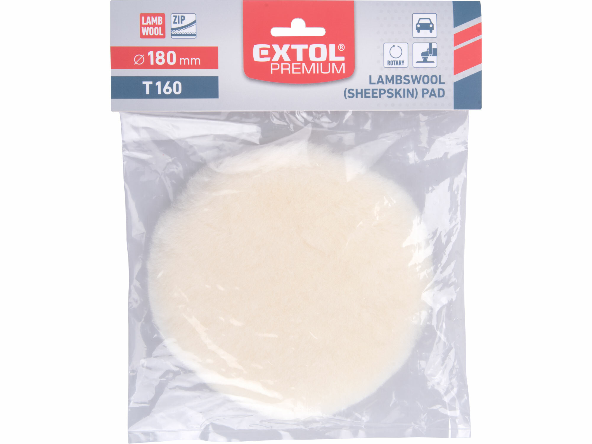 EXTOL PREMIUM 8804562 Kotúč leštiaci ovčie rúno, T160, Ø180mm