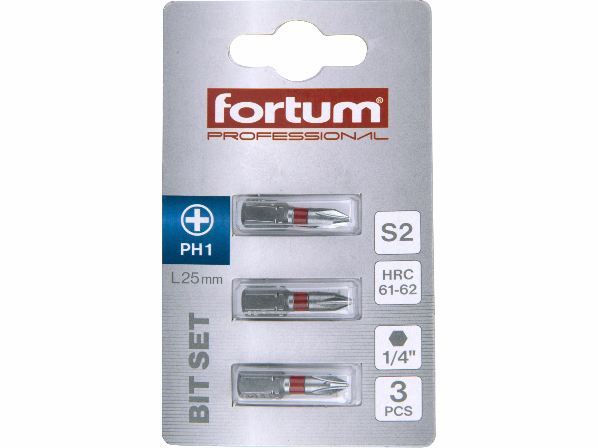 FORTUM 4741201 Bit krížový 3ks, PH 1x25mm