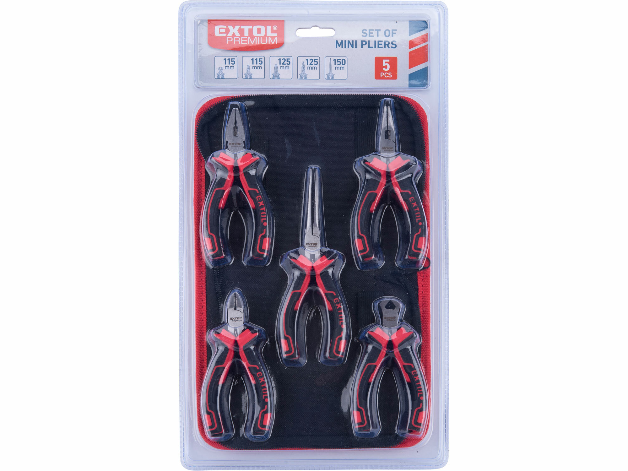 EXTOL PREMIUM 8813030 Kliešte mini, 5-dielna sada, textilné puzdro