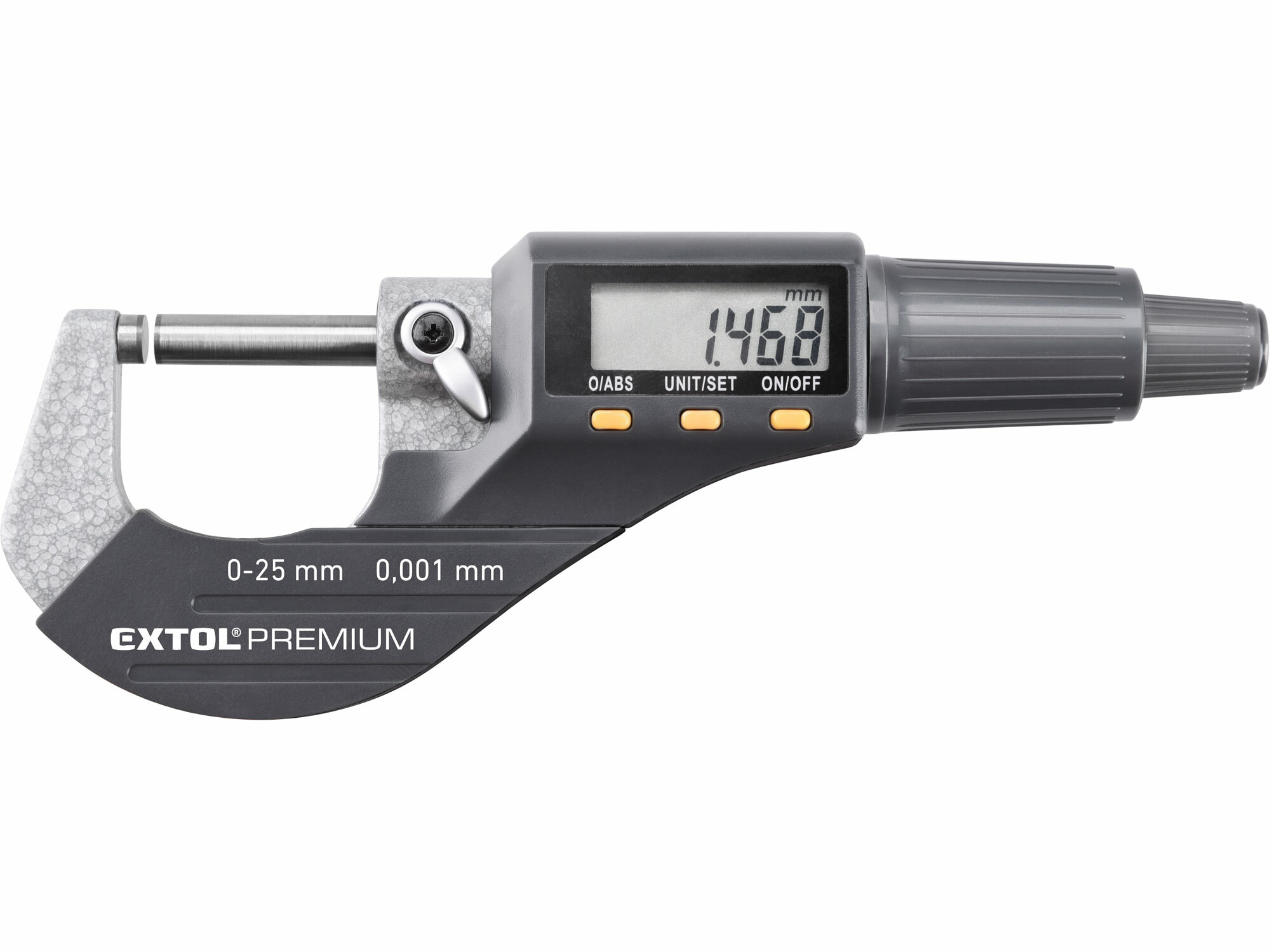EXTOL PREMIUM 8825320 Mikrometer digitálny, 0-25mm, plastové puzdro