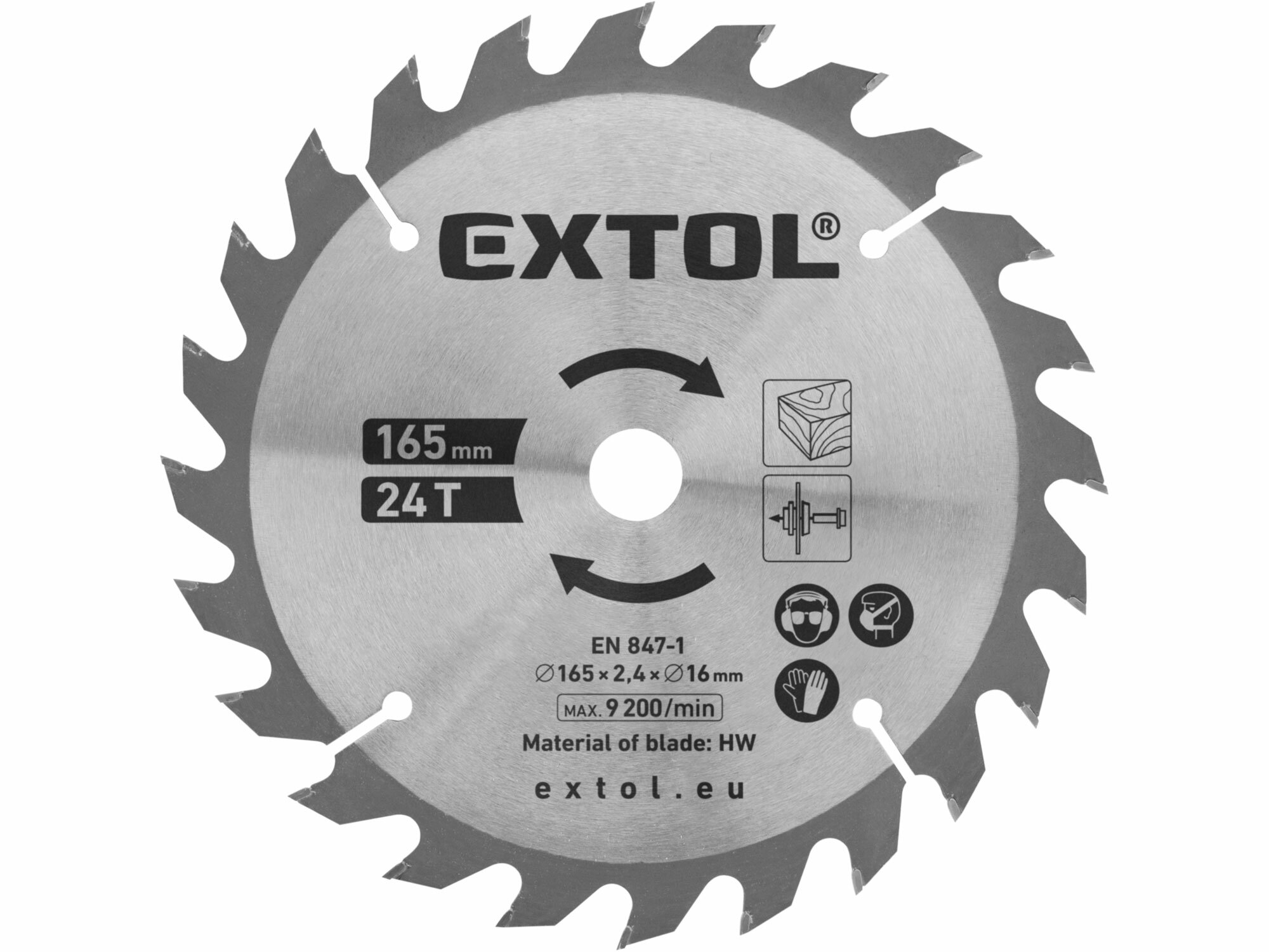 EXTOL PREMIUM 8891822A Kotúč pílový s SK plátkami, 165x2,3x16mm, 24 zubov