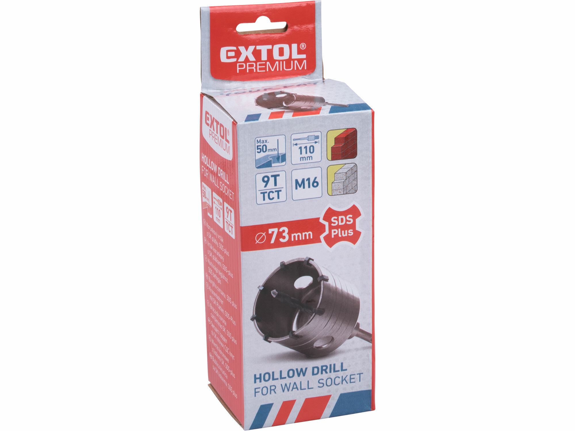 EXTOL PREMIUM 8801955 Vrták korunkový Ø73mm, SDS-plus, s SK plátkami