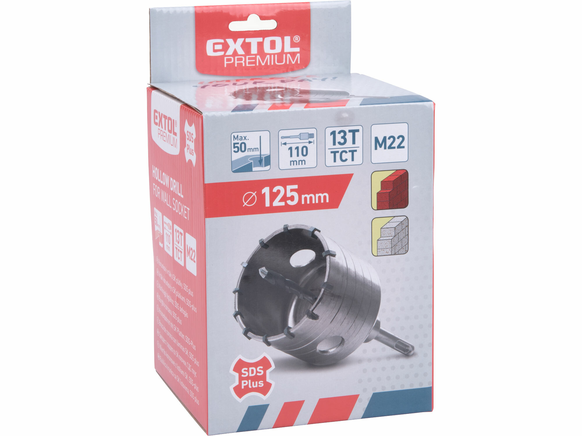 EXTOL PREMIUM 8801971 Vrták korunkový 125mm, SDS-plus, s SK plátkami