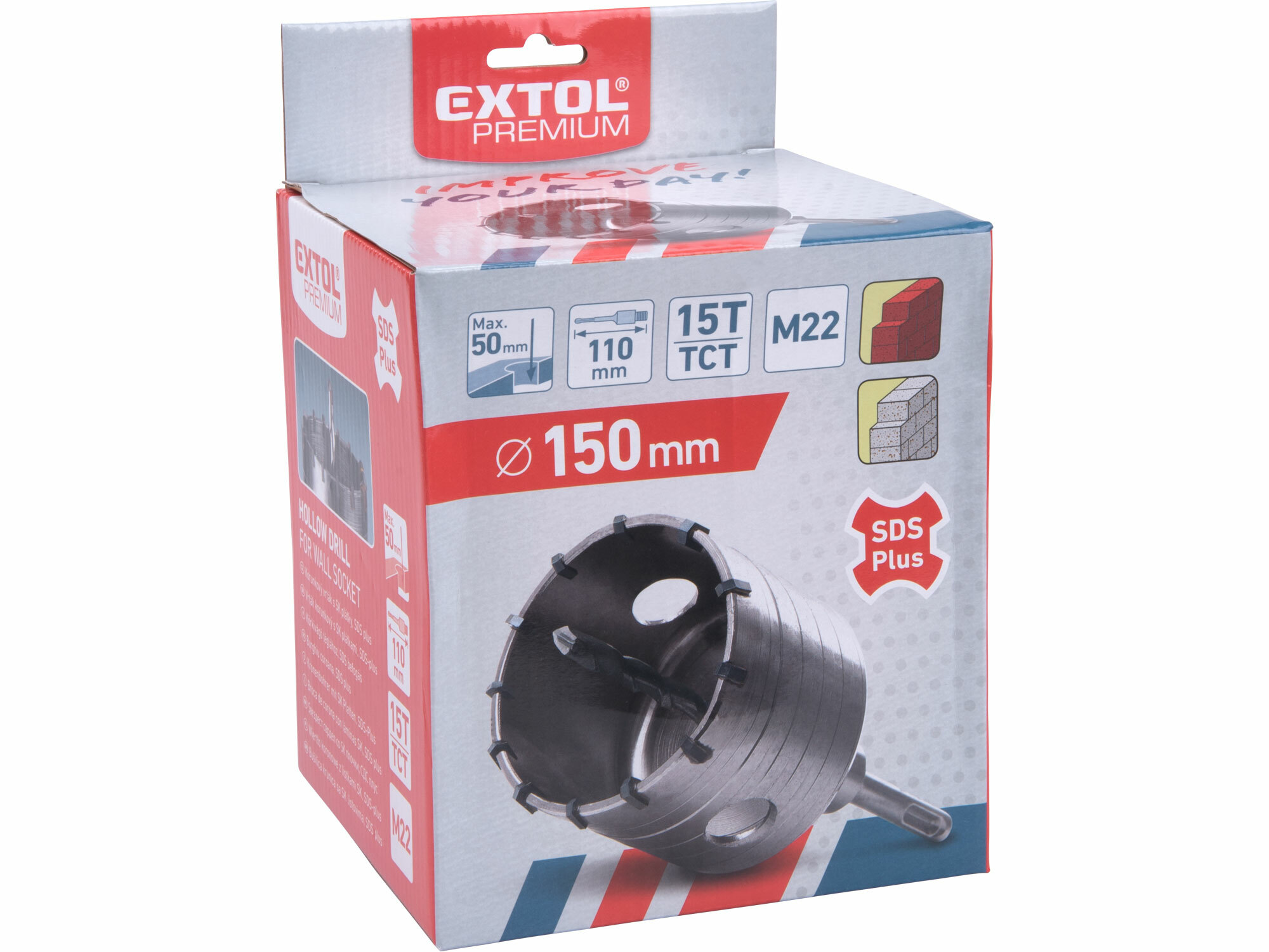 EXTOL PREMIUM 8801972 Vrták korunkový Ø150mm, SDS-plus, s SK plátkami