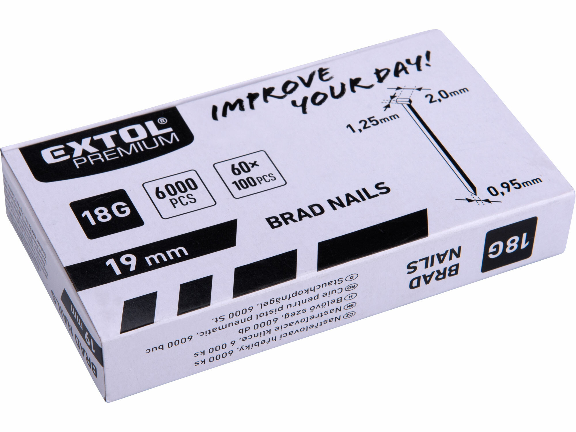 EXTOL PREMIUM 8862611 Klince do klincovačky, 1,25x0,95mm, dĺžka 19mm, 6000ks
