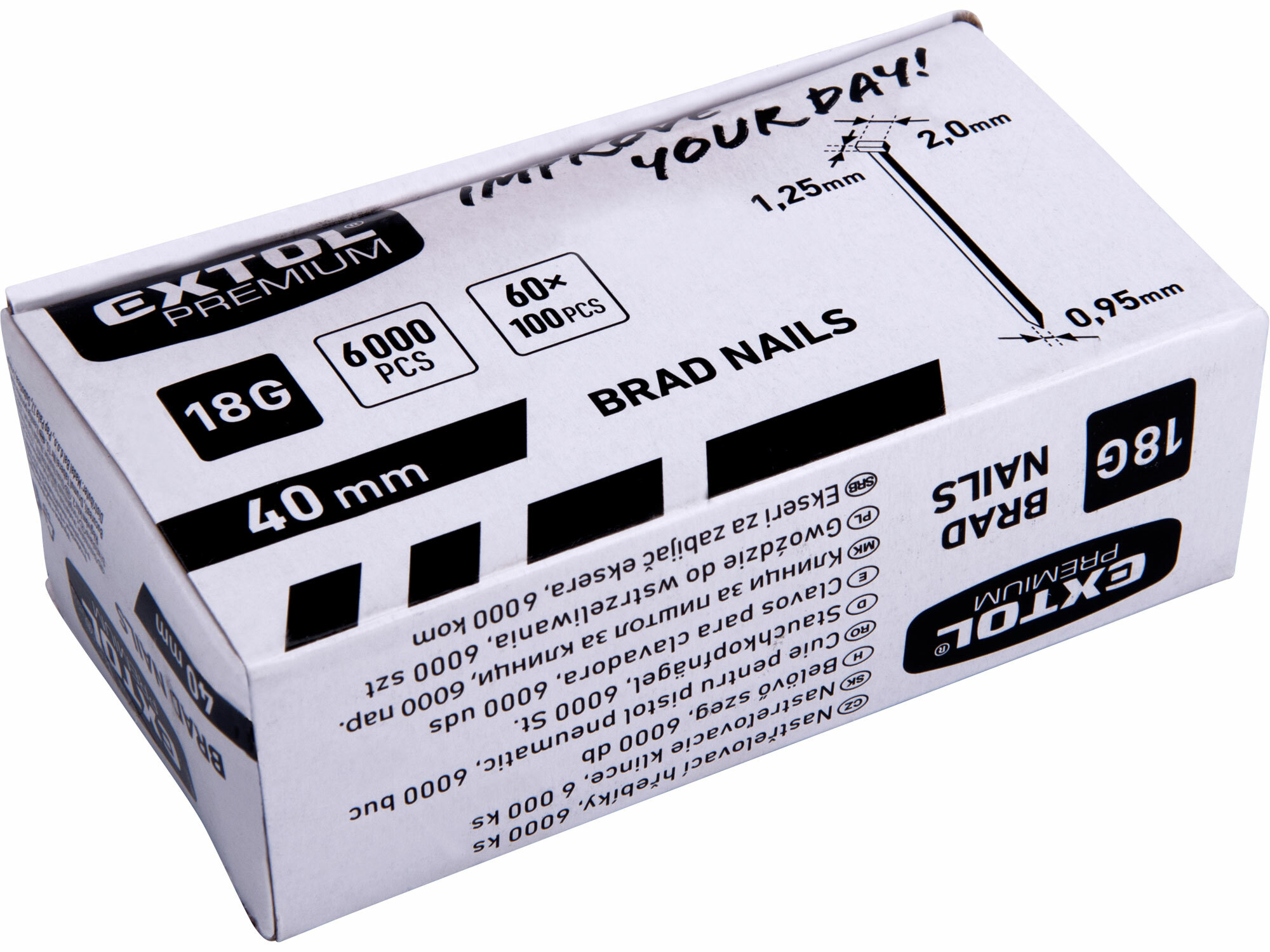 EXTOL PREMIUM 8862617 Klince do klincovačky, 1,25x0,95mm, dĺžka 40mm, 6000ks