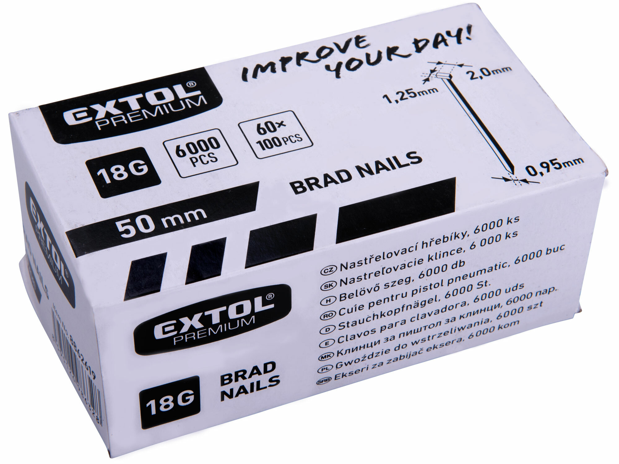 EXTOL PREMIUM 8862619 Klince do klincovačky, 1,25x0,95mm, dĺžka 50mm, 6000ks
