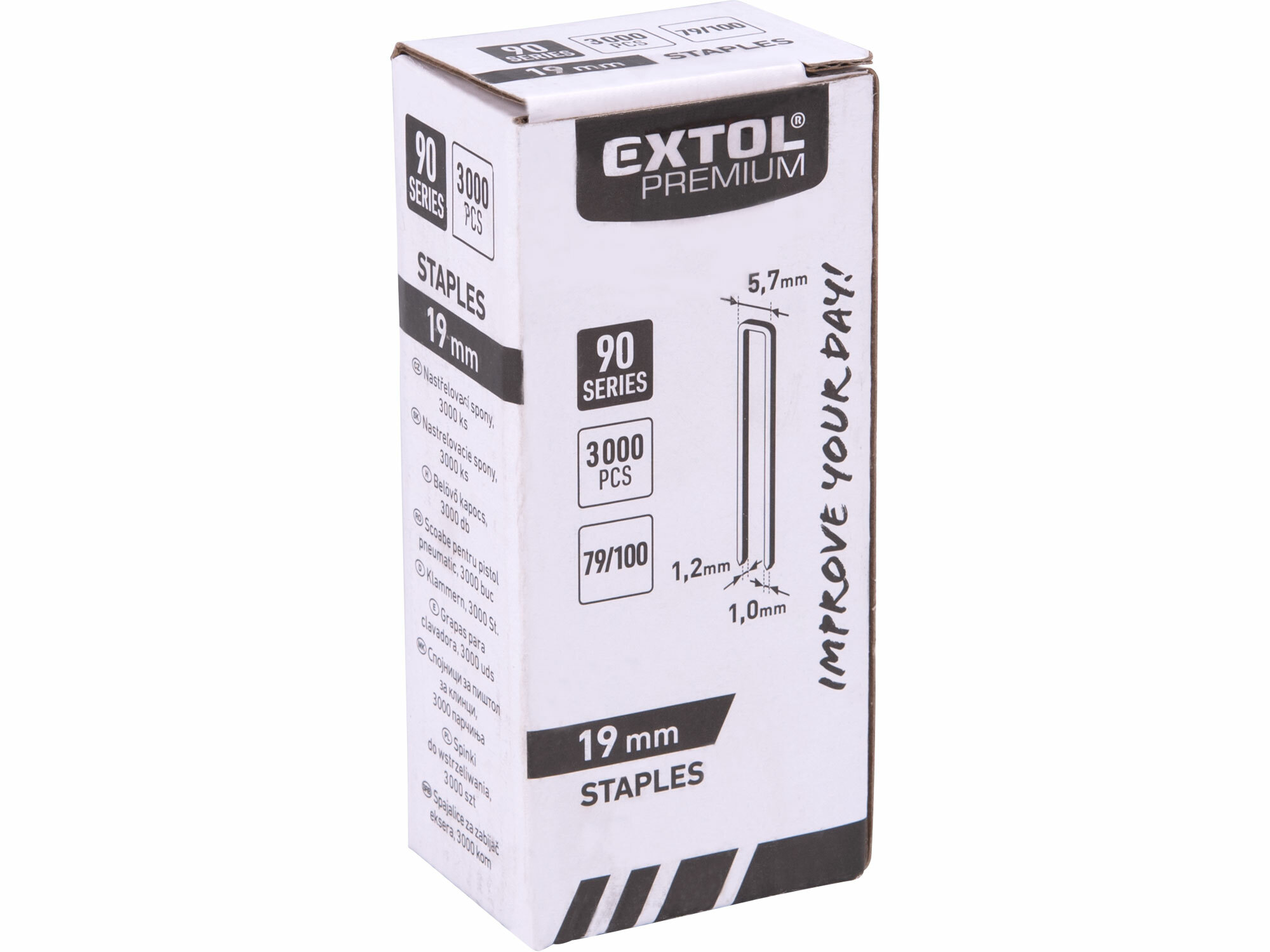 EXTOL PREMIUM 8862621 Spony do klincovačky, 1,2x1,0mm, dĺžka 19mm, 3000ks