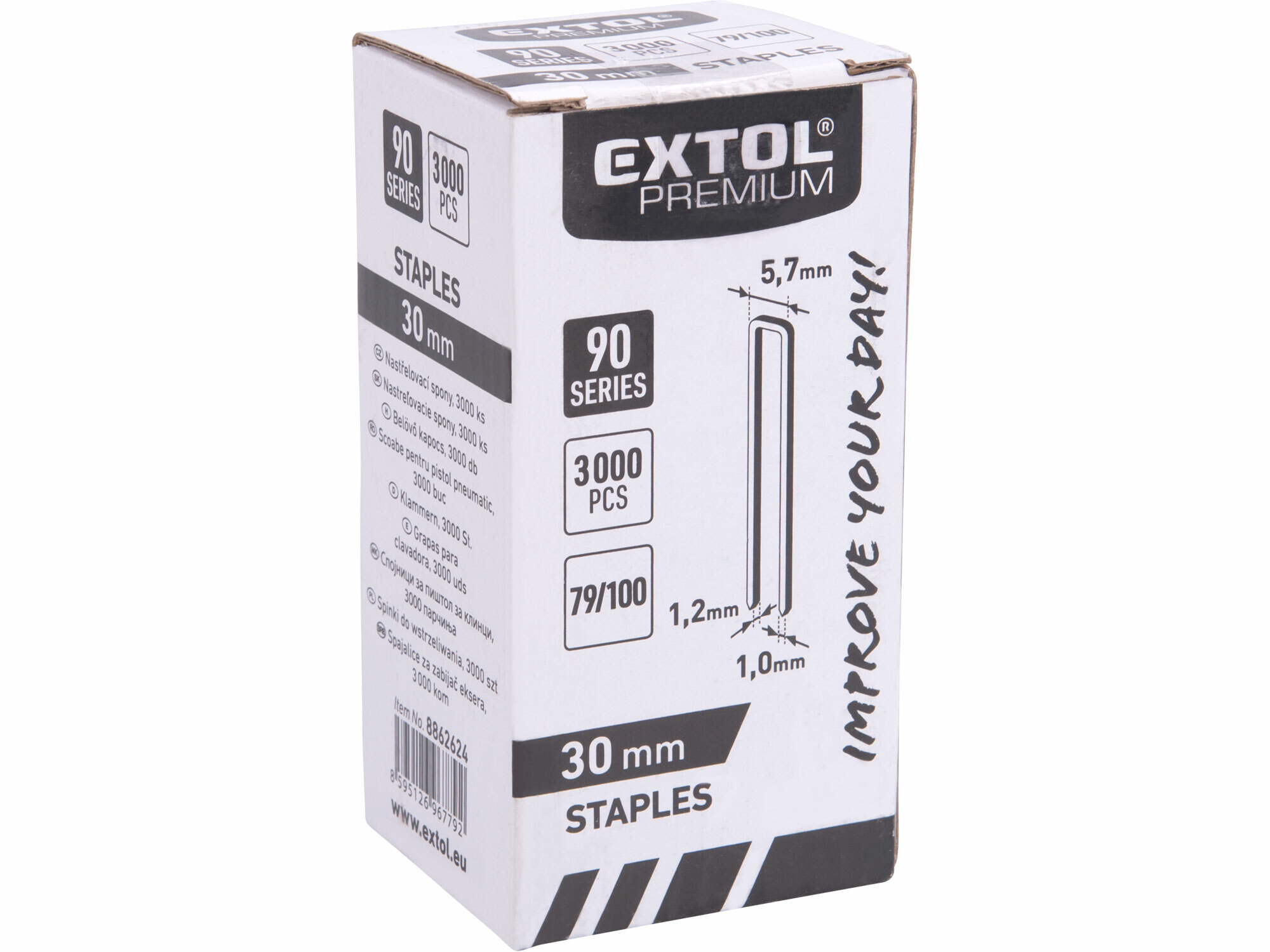 EXTOL PREMIUM 8862624 Spony do klincovačky, 1,2x1,0mm, dĺžka 30mm, 3000ks