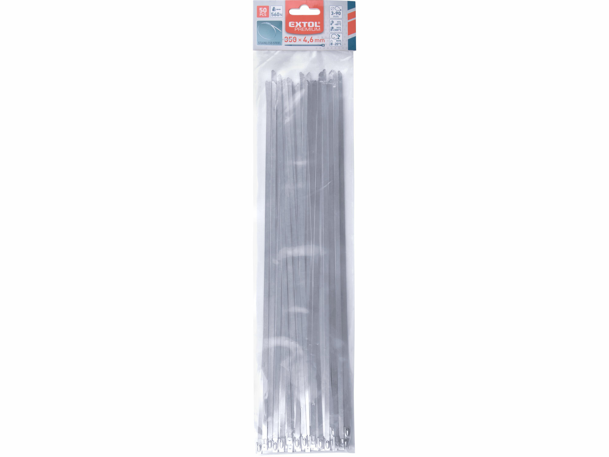 EXTOL PREMIUM 8856278 Pásky sťahovacie antikorové, 4,6x350mm, 50ks, 56kg