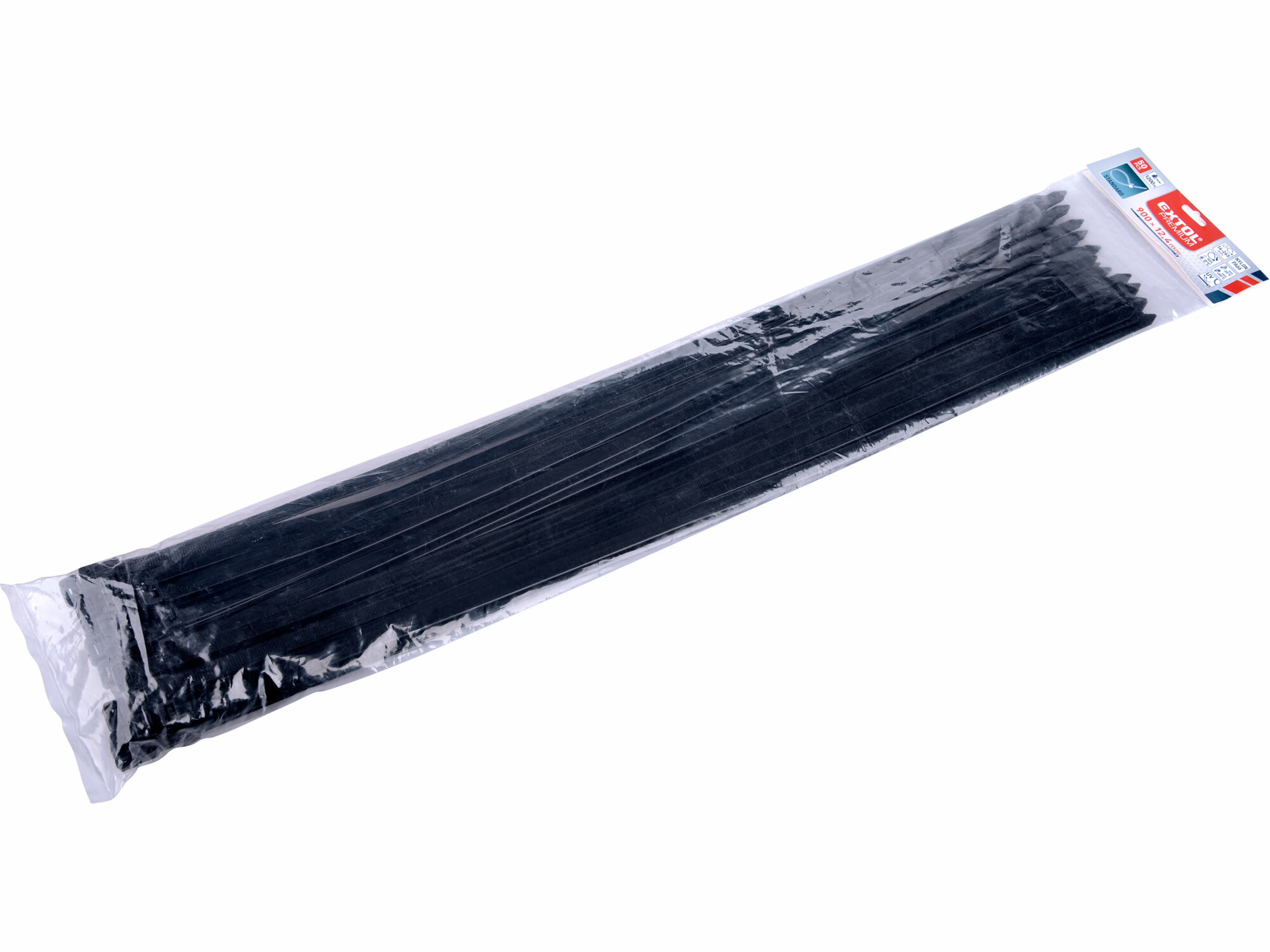 EXTOL PREMIUM 8856180 Pásky sťahovacie čierne, 12,4x900mm, 50ks, Ø265mm, 120kg