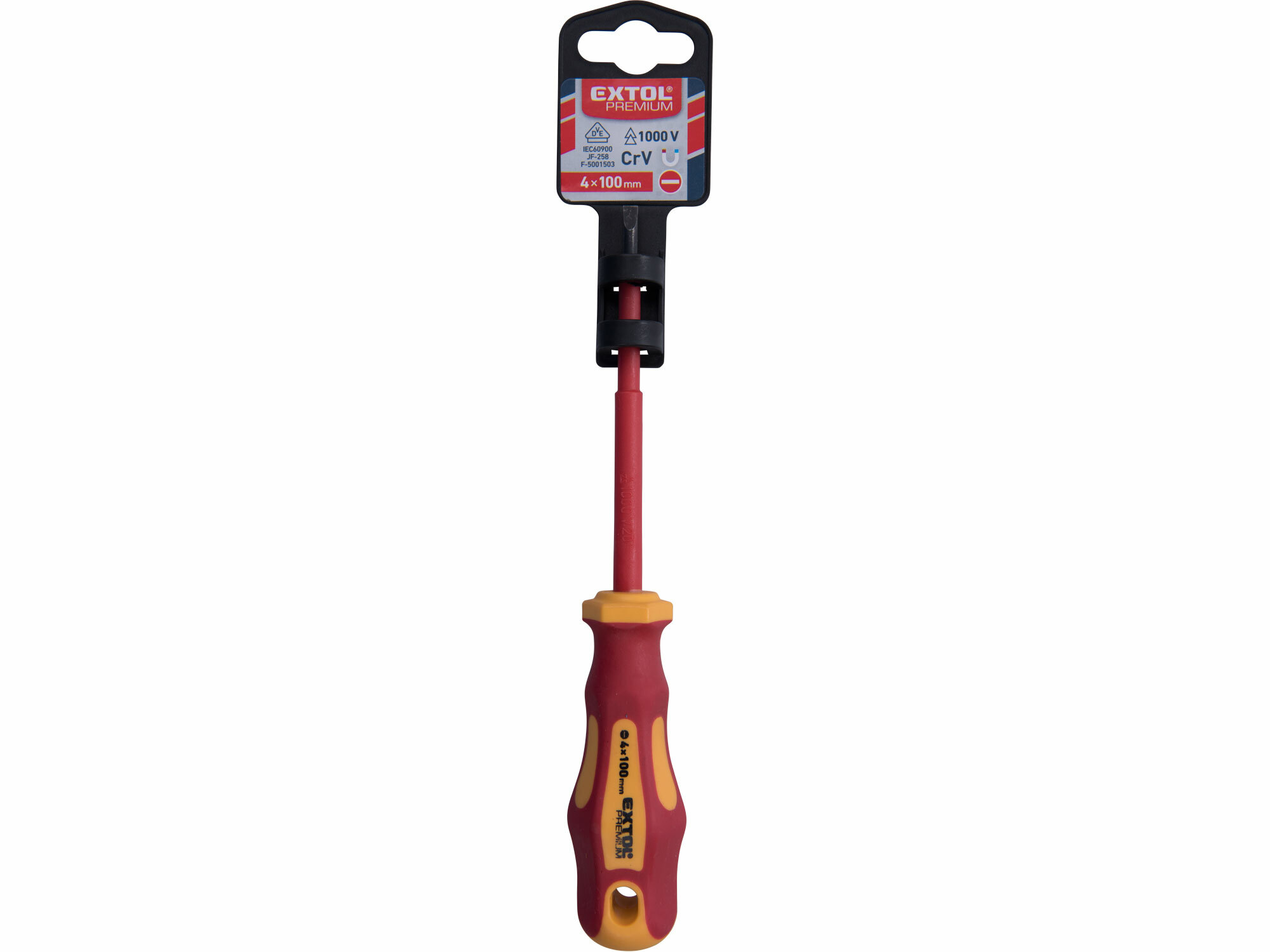 EXTOL PREMIUM 53074 Skrutkovač elektrikársky plochý 1000V, VDE, 4,0 x 100mm