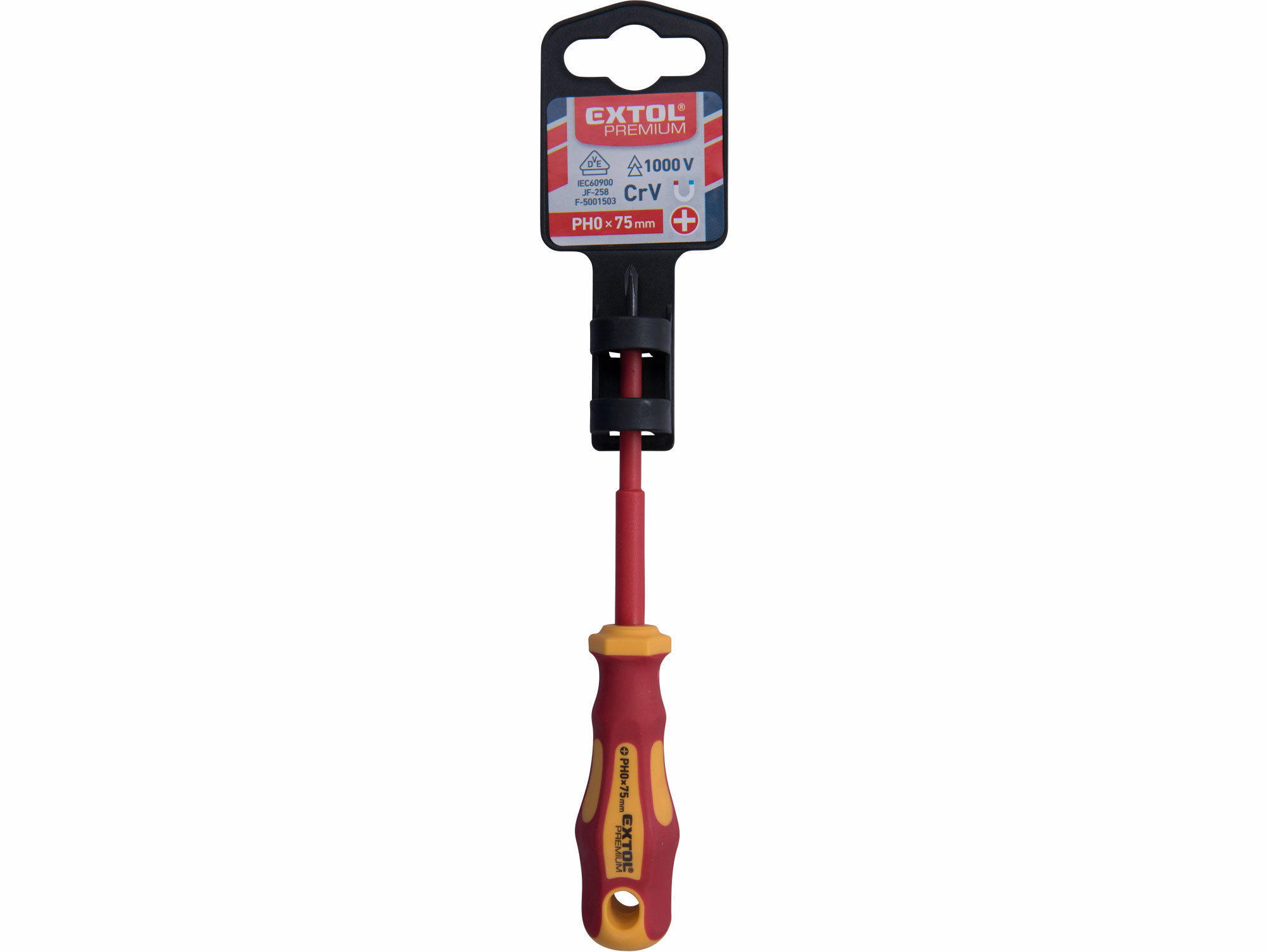 EXTOL PREMIUM 53080 Skrutkovač elektrikársky krížový 1000V, VDE, PH0 x 75mm