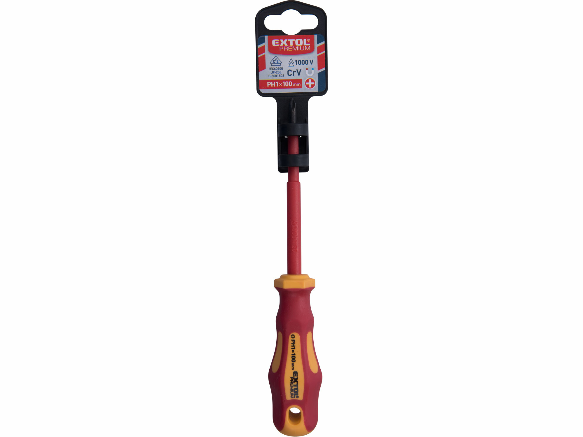 EXTOL PREMIUM 53081 Skrutkovač elektrikársky krížový 1000V, VDE, PH1 x 100mm