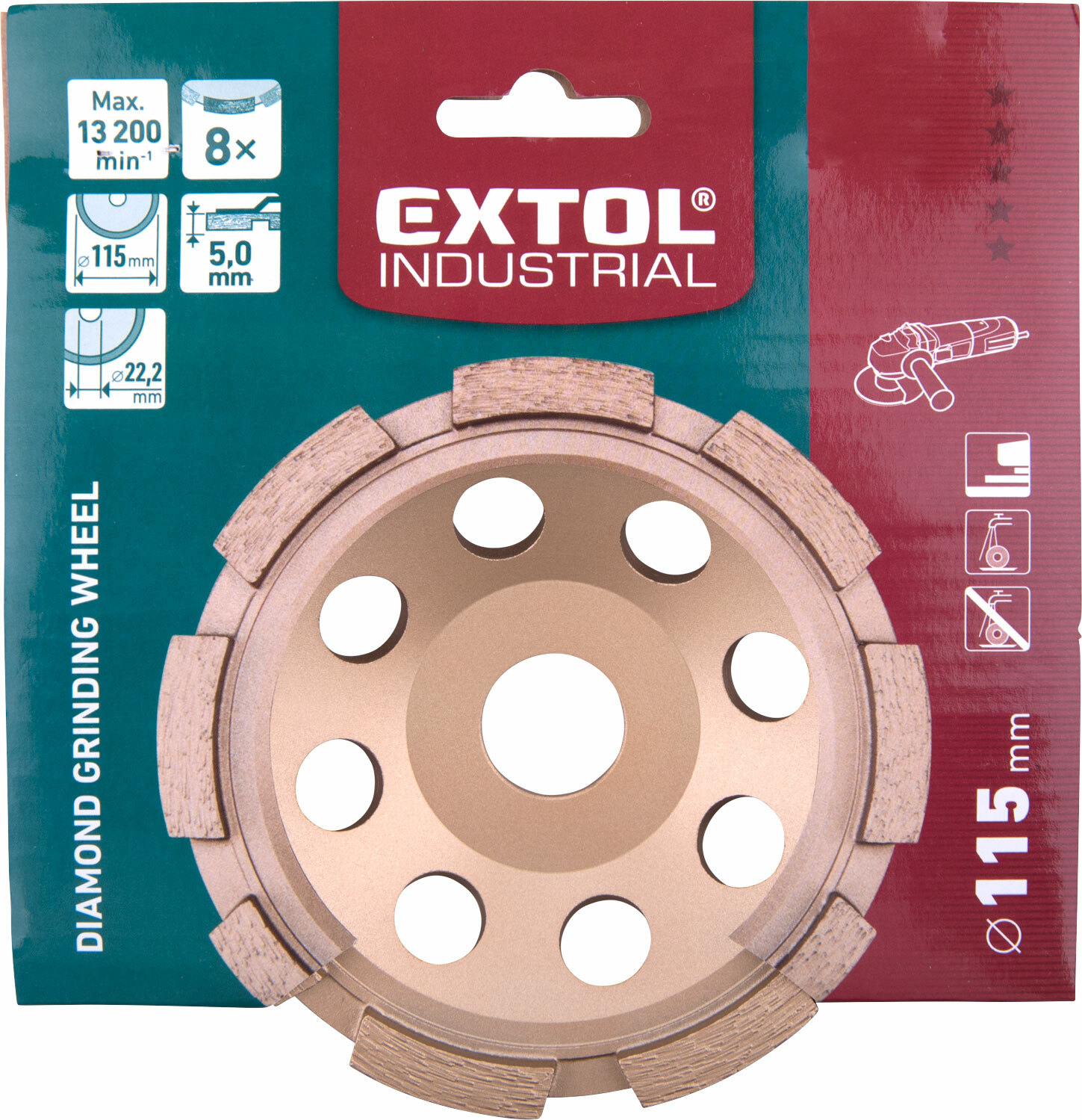 EXTOL INDUSTRIAL 8703111 Kotúč brúsny diamantový jednoradový, 115mm