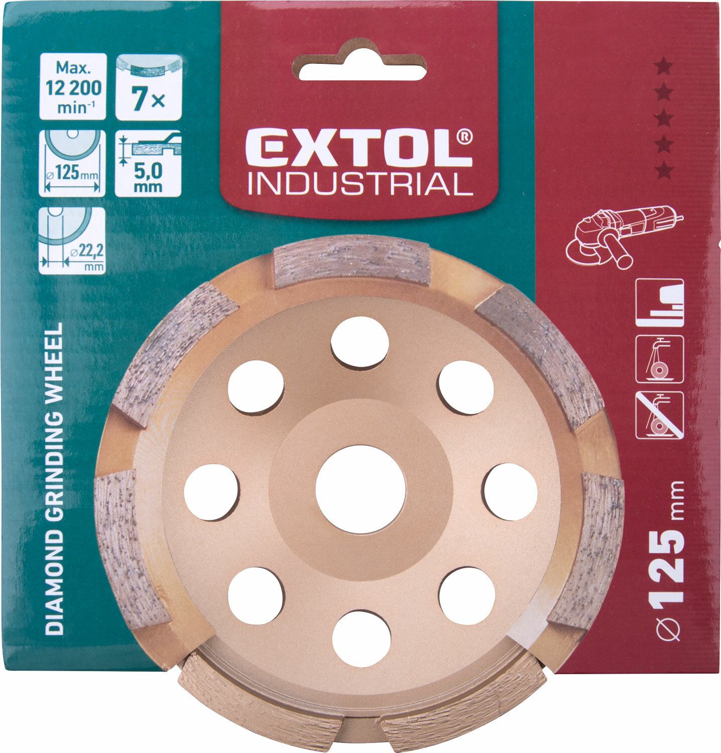 EXTOL INDUSTRIAL 8703112 Kotúč brúsny diamantový, 125mm, jednoradový