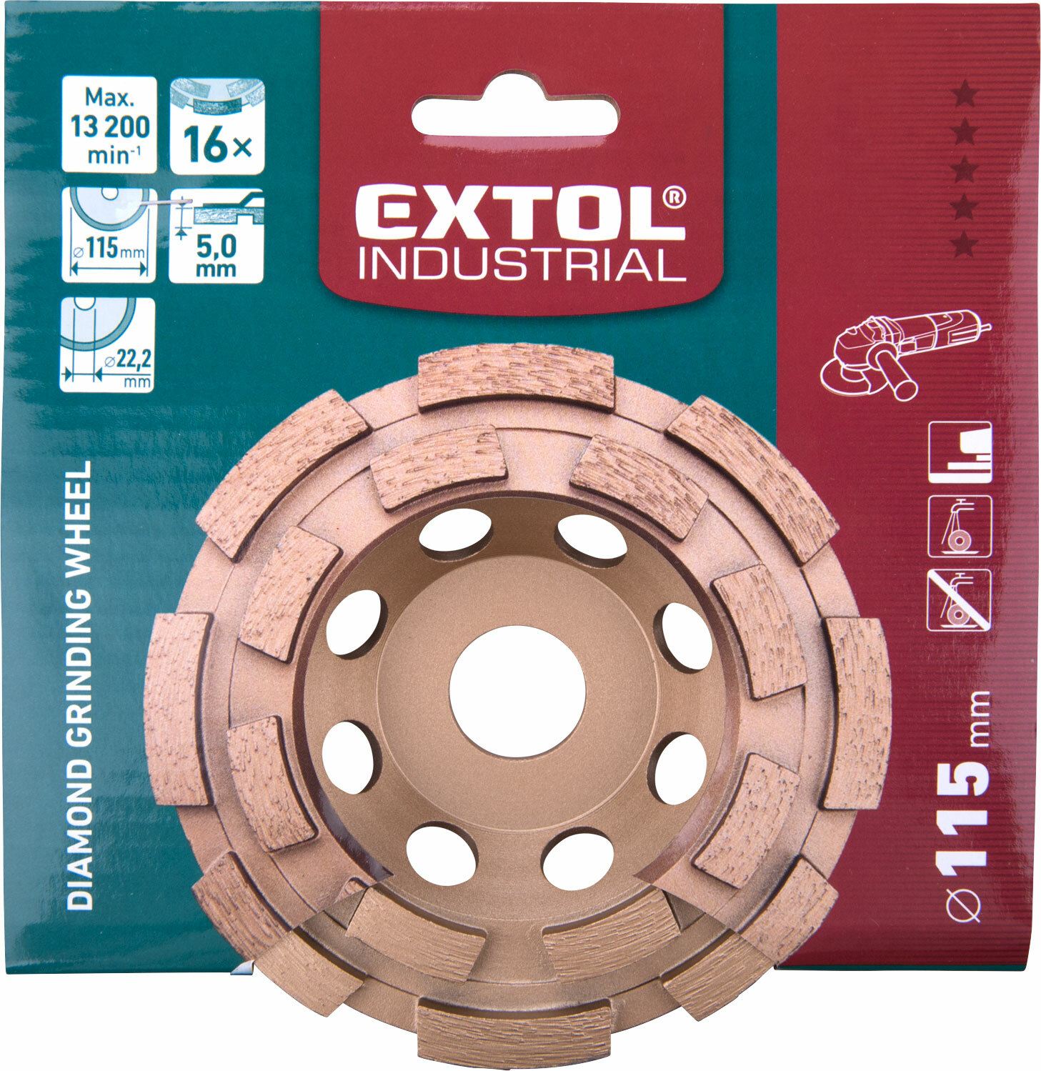 EXTOL INDUSTRIAL 8703121 Kotúč brúsny diamantový dvojradový, 115mm
