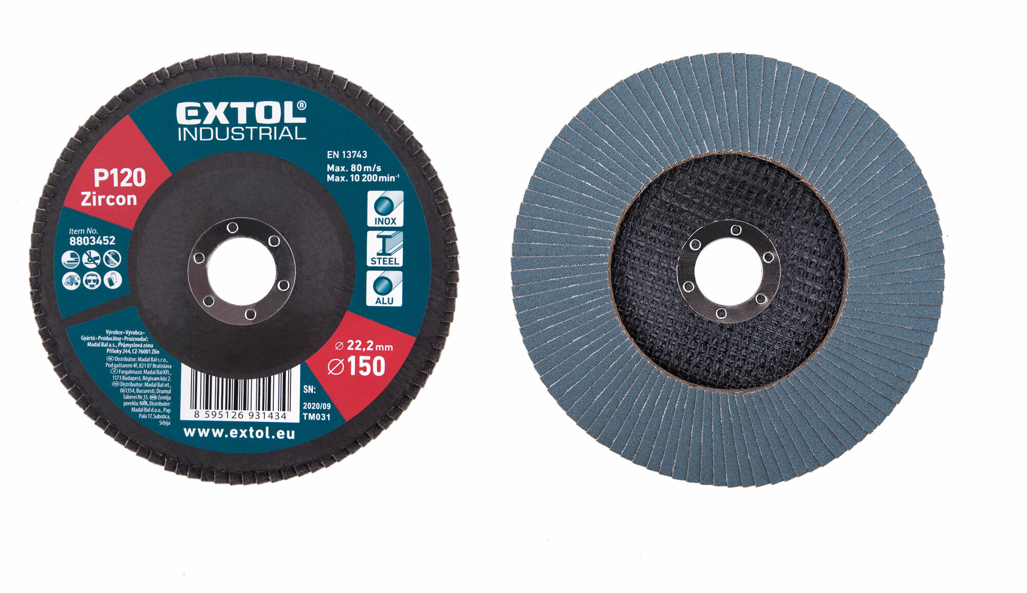 EXTOL INDUSTRIAL 8803452 Kotúč lamelový šikmý, zirkón, Ø150x22,2mm, P120