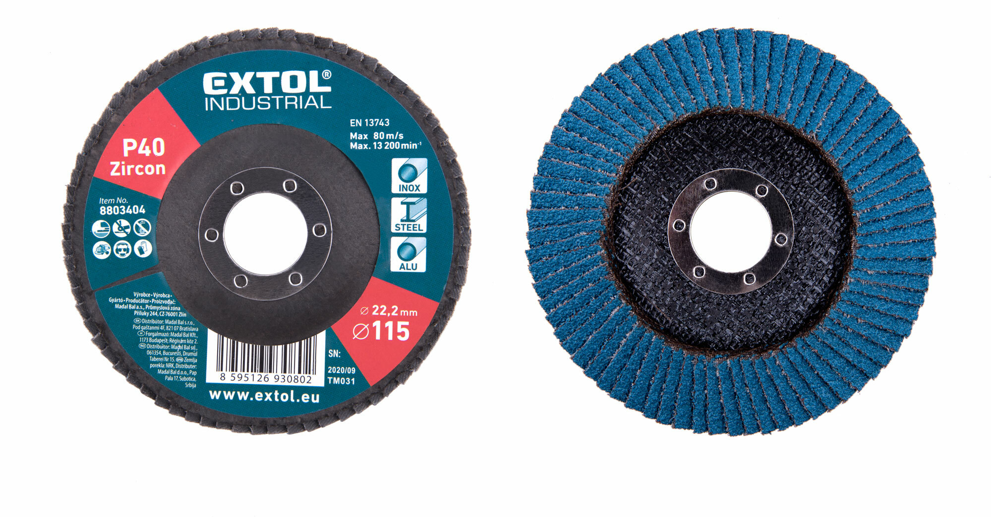EXTOL INDUSTRIAL 8803404 Kotúč lamelový šikmý, zirkón, Ø115x22,2mm, P40