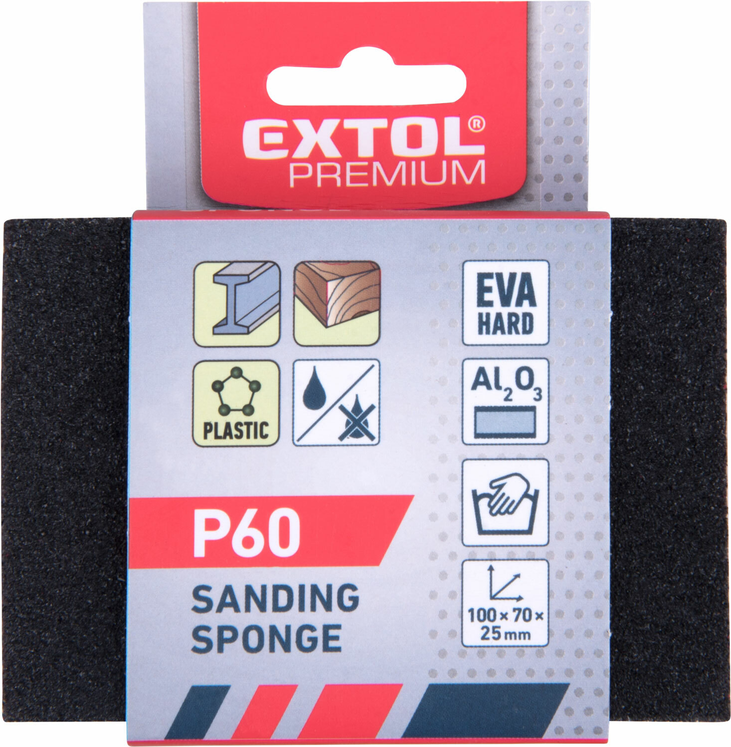 EXTOL PREMIUM 8803662 Špongia brúsna 4-stranná, 100x70x25mm, P60, EVA