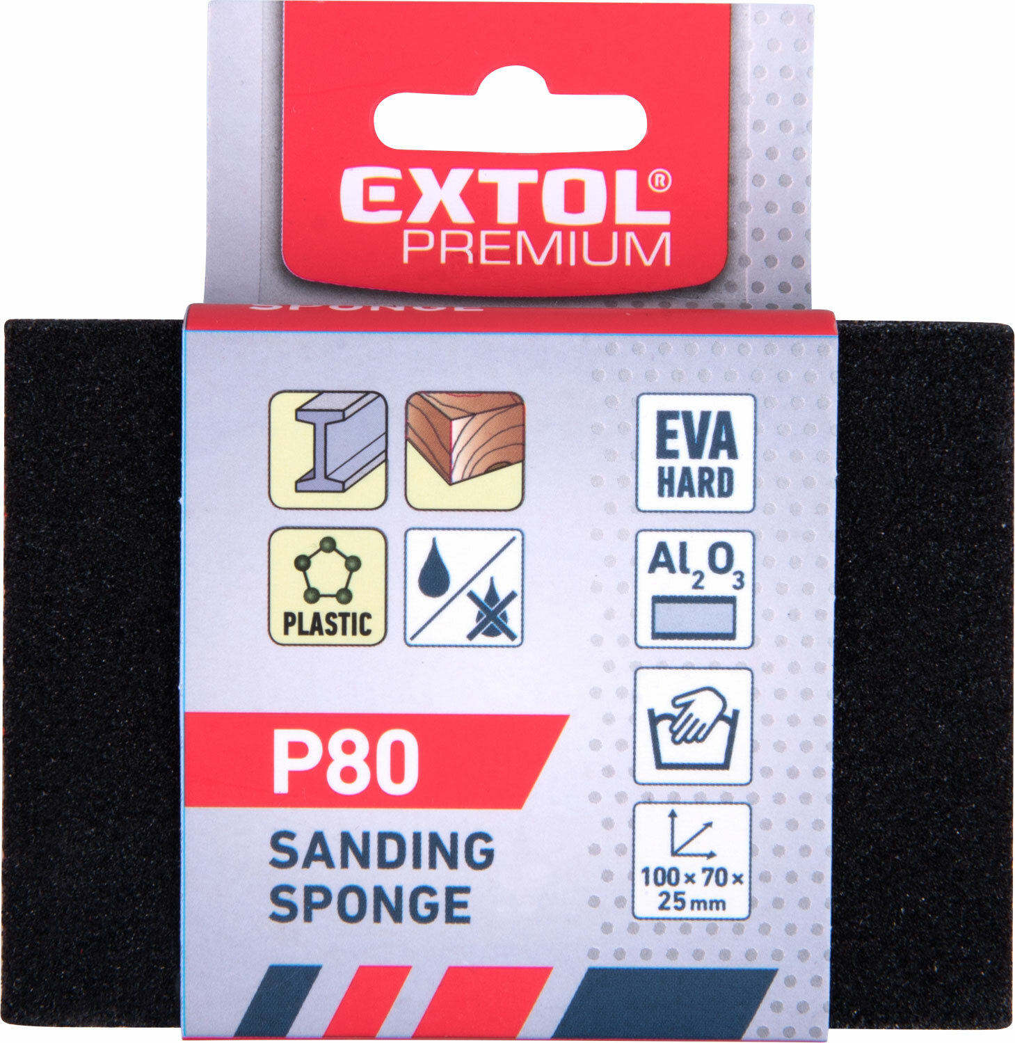 EXTOL PREMIUM 8803663 Špongia brúsna 4-stranná, 100x70x25mm, P80, EVA