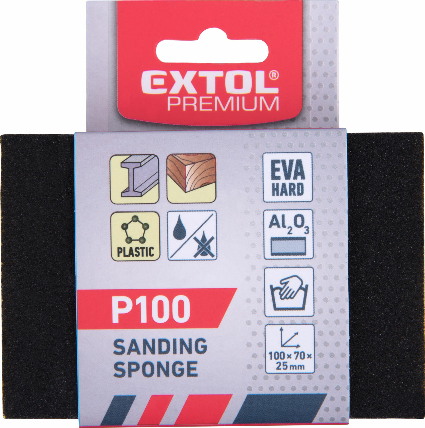 EXTOL PREMIUM 8803664 Špongia brúsna 4-stranná, 100x70x25mm, P100, EVA