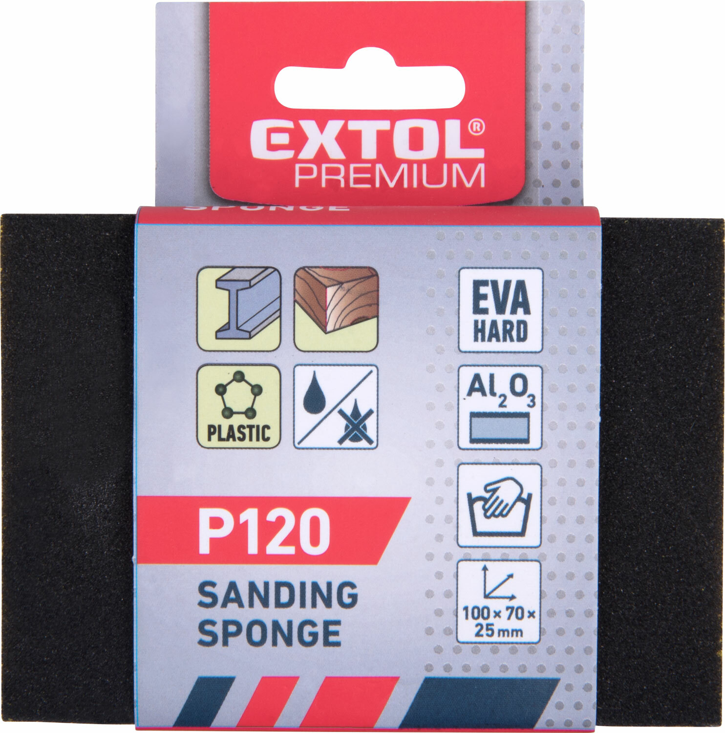 EXTOL PREMIUM 8803665 Špongia brúsna 4-stranná, 100x70x25mm, P120, EVA