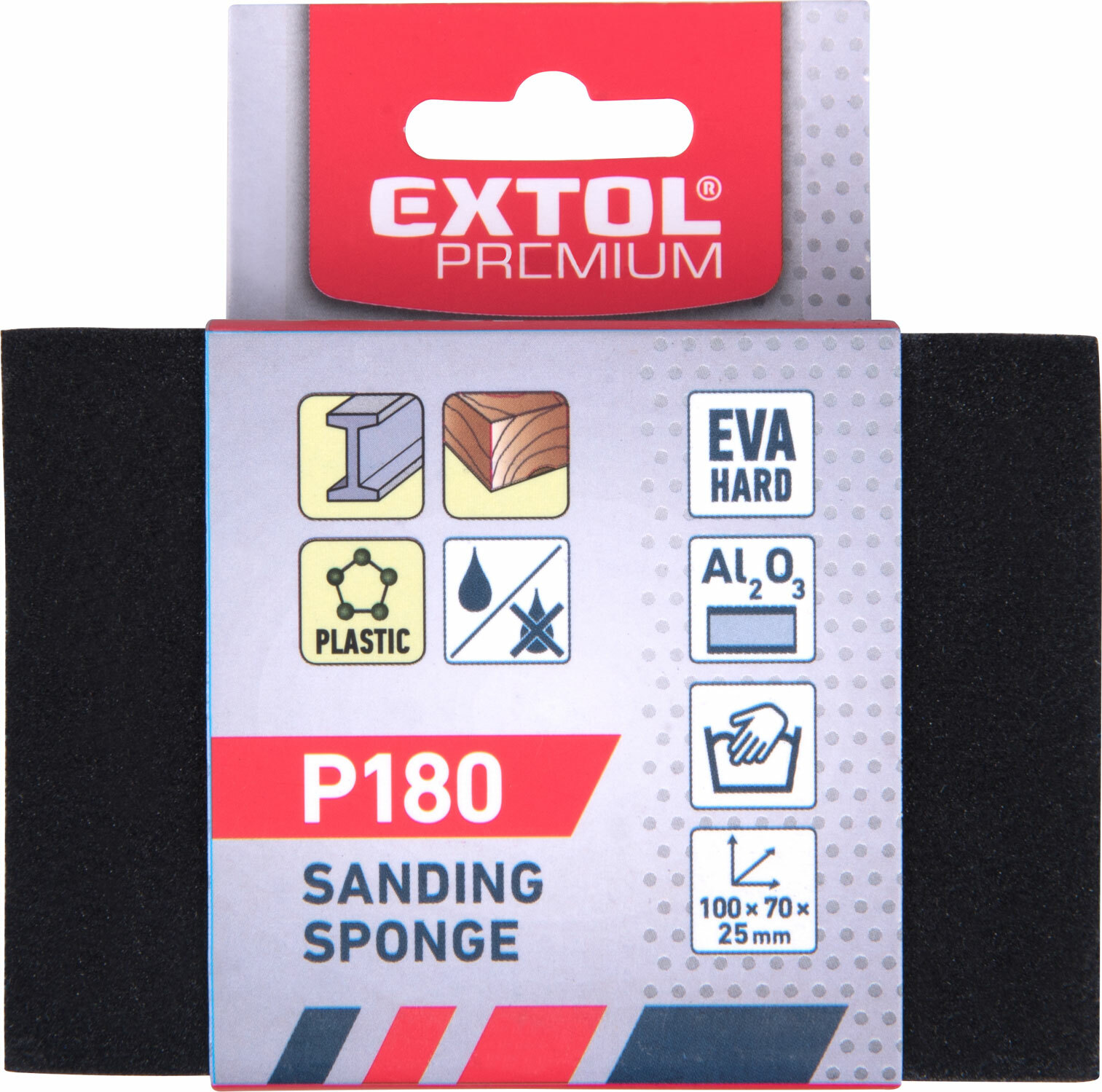 EXTOL PREMIUM 8803666 Špongia brúsna 4-stranná, 100x70x25mm, P180, EVA