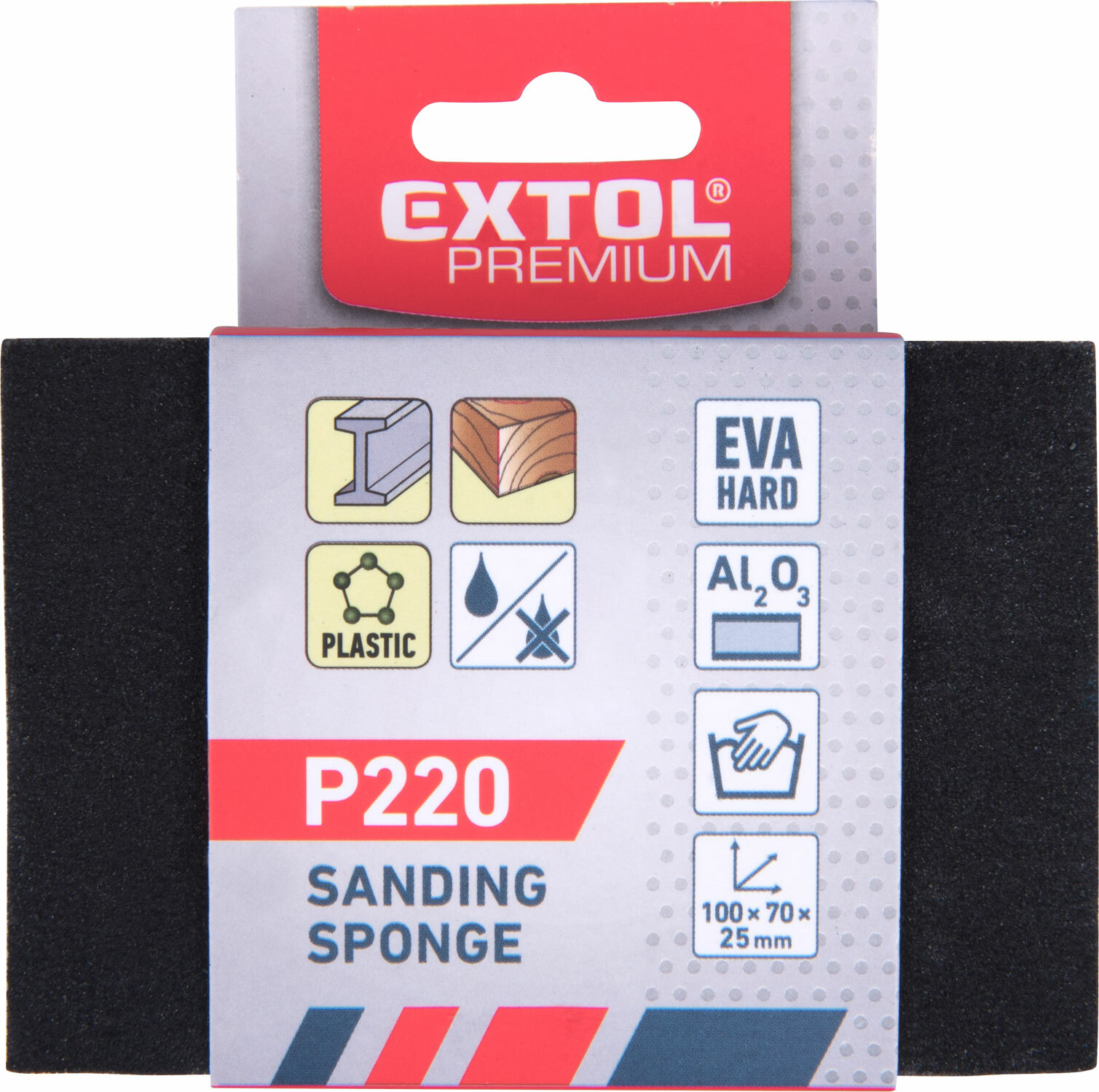 EXTOL PREMIUM 8803668 Špongia brúsna 4-stranná, 100x70x25mm, P220, EVA
