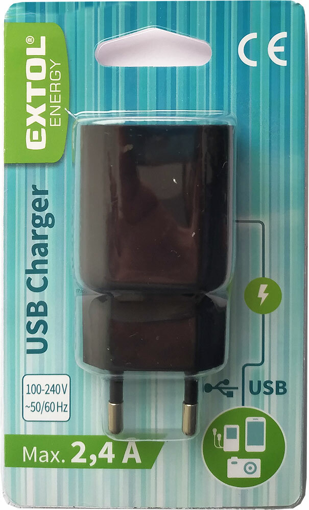 EXTOL ENERGY 42086 Nabíjačka USB, 100-240V, výstup 5V/2,4