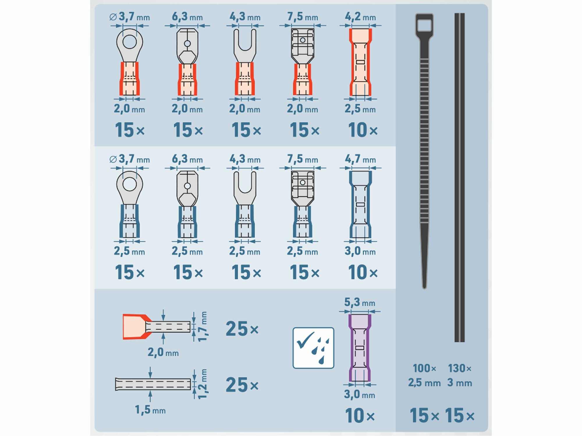 EXTOL PREMIUM 8831126 Kliešte krimpovacie pre káble 0,2-6,0mm2, sada 231ks