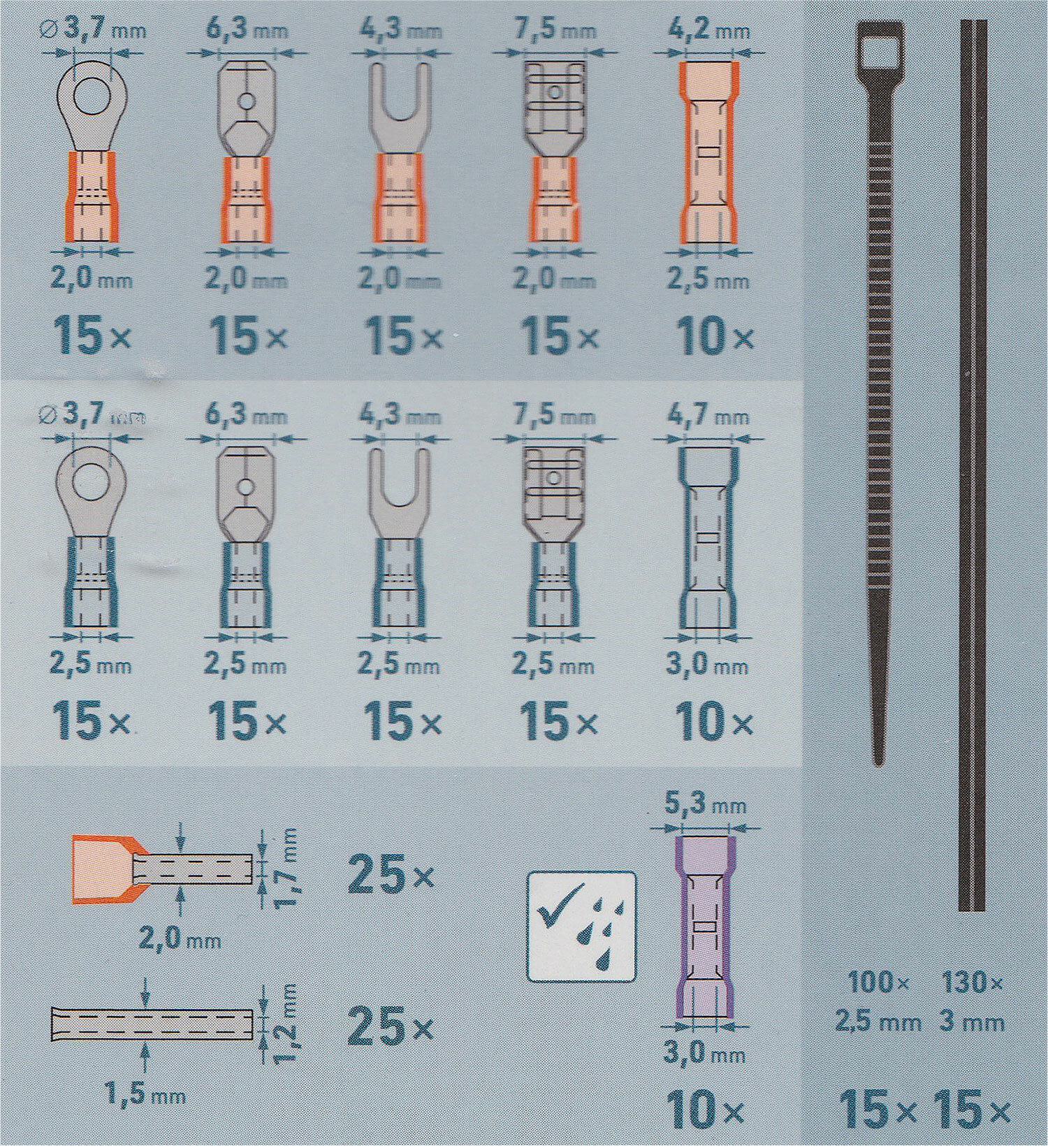 EXTOL PREMIUM 8831126 Kliešte krimpovacie pre káble 0,2-6,0mm2, sada 231ks
