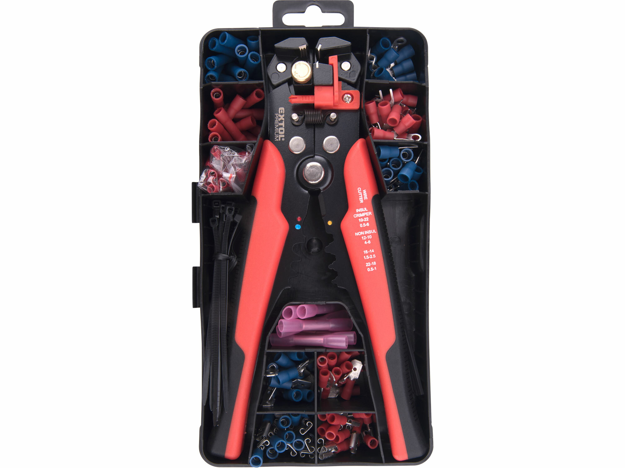 EXTOL PREMIUM 8831126 Kliešte krimpovacie pre káble 0,2-6,0mm2, sada 231ks