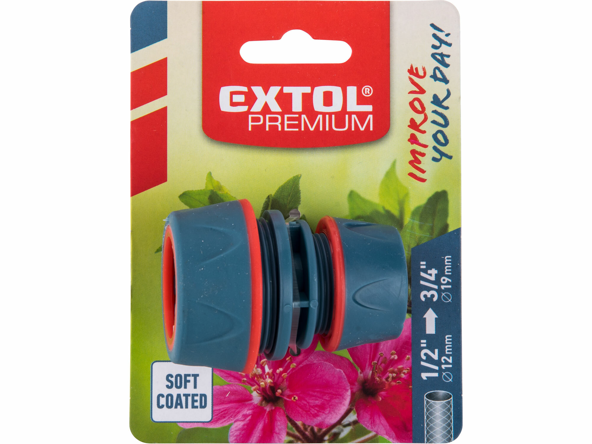 EXTOL PREMIUM 8876413 Spojka na hadice plastová 3/4" na 1/2''
