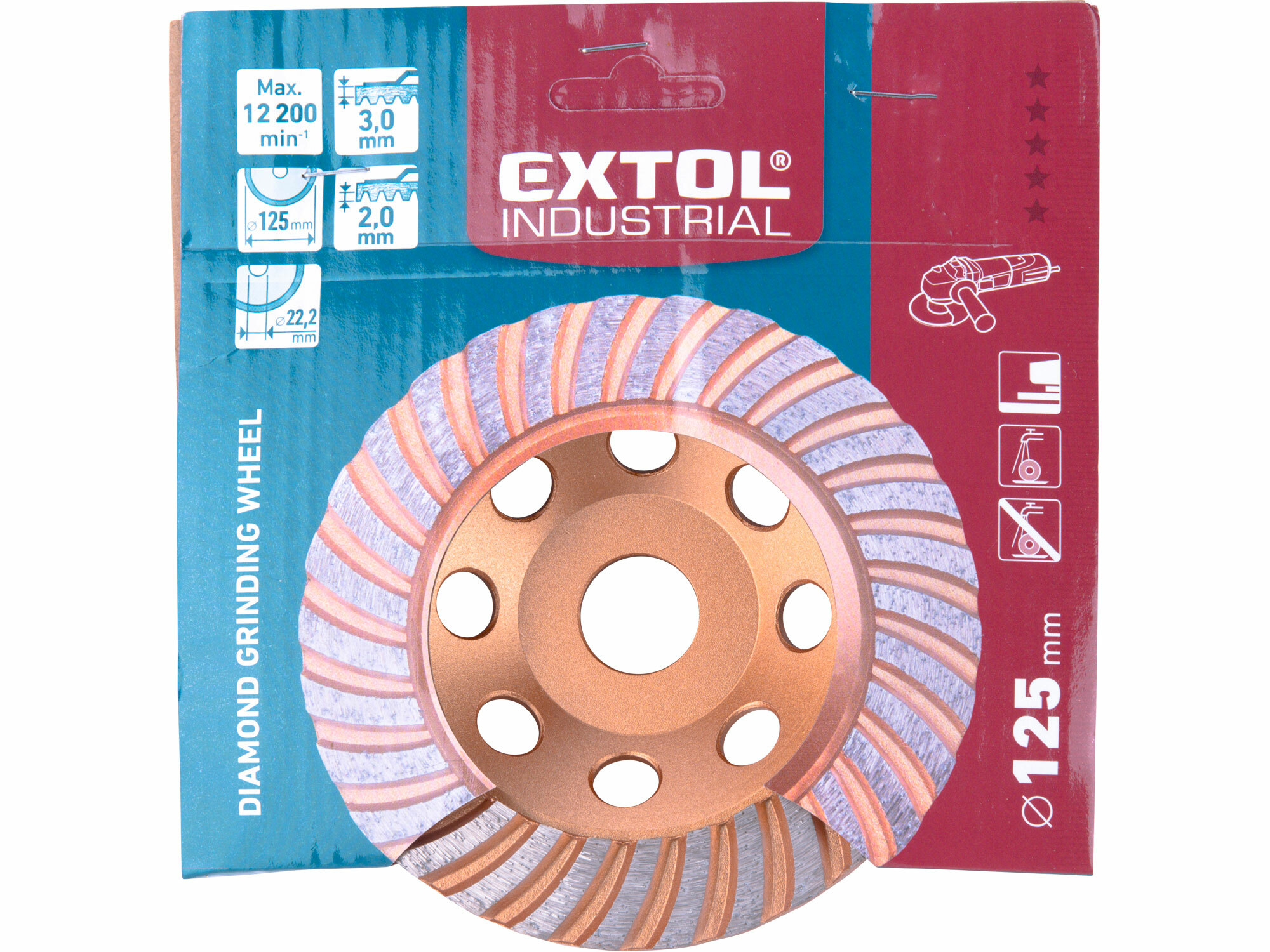 EXTOL INDUSTRIAL 8703102 Kotúč brúsny diamantový dokončovací, 125mm, Turbo