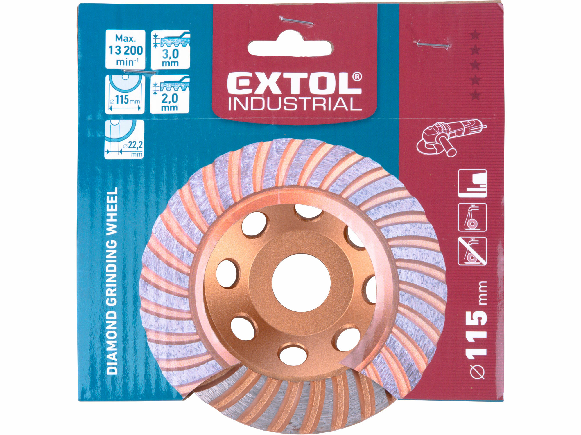 EXTOL INDUSTRIAL 8703101 Kotúč brúsny diamantový dokončovací, 115mm, Turbo