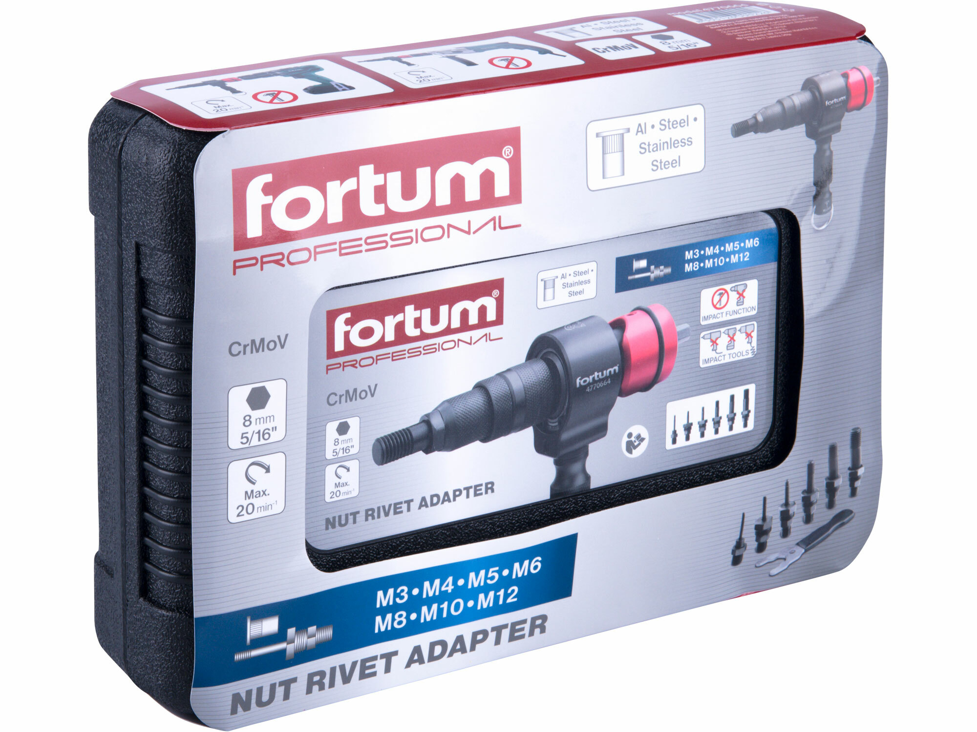 FORTUM 4770664 Nadstavec do vŕtačky na nitovanie matíc M3-M12