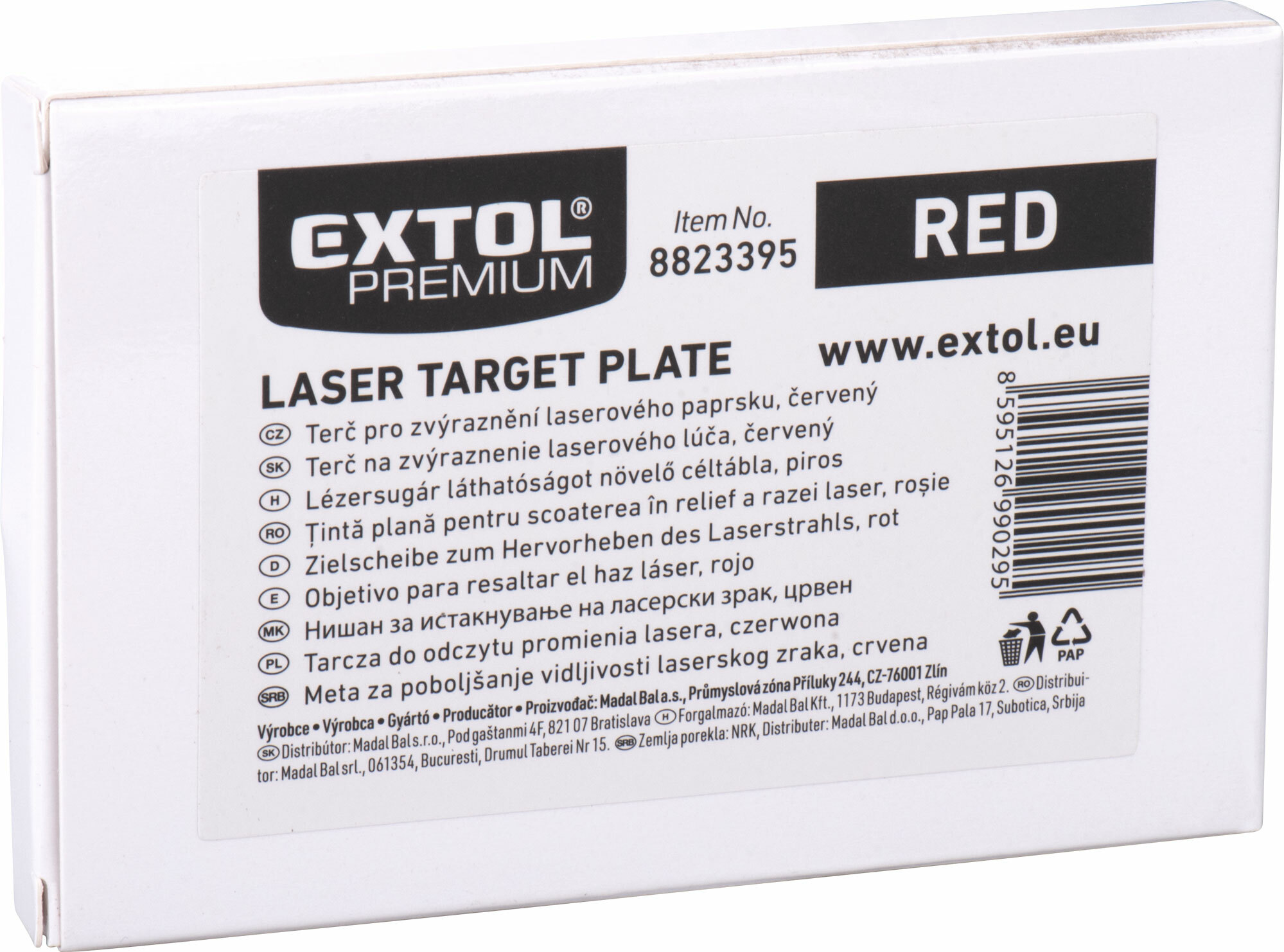 EXTOL PREMIUM 8823395 Terčík k laserovej vodováhe plastový, červený