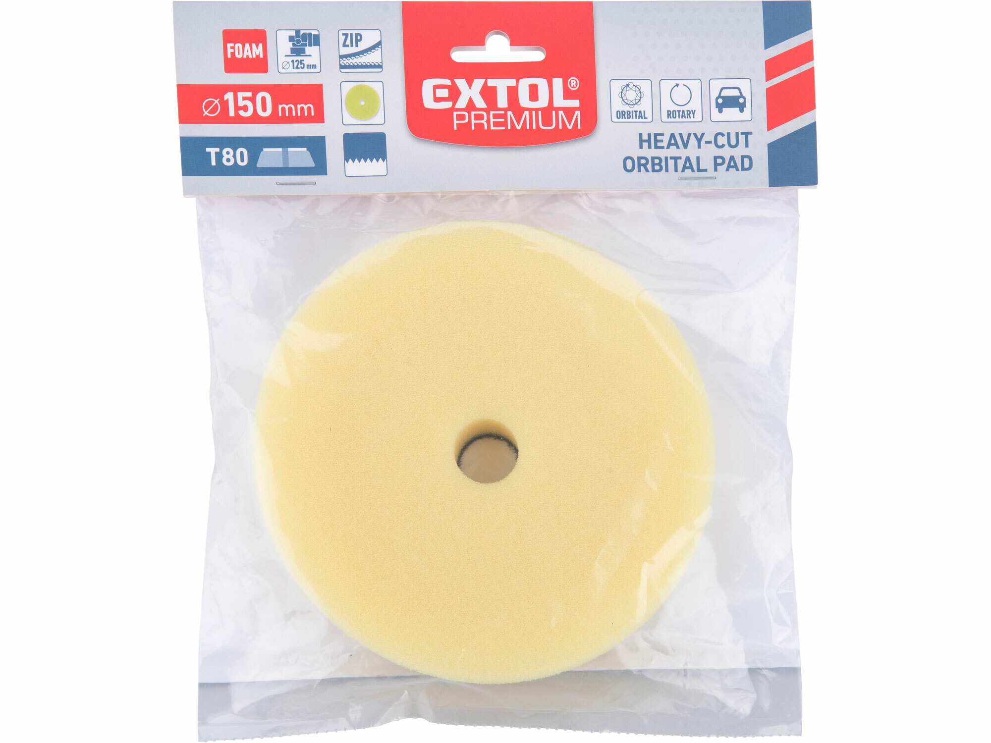 EXTOL PREMIUM 8804548 Kotúč leštiaci penový pre orbitálne leštičky (DA), T80, Ø150mm