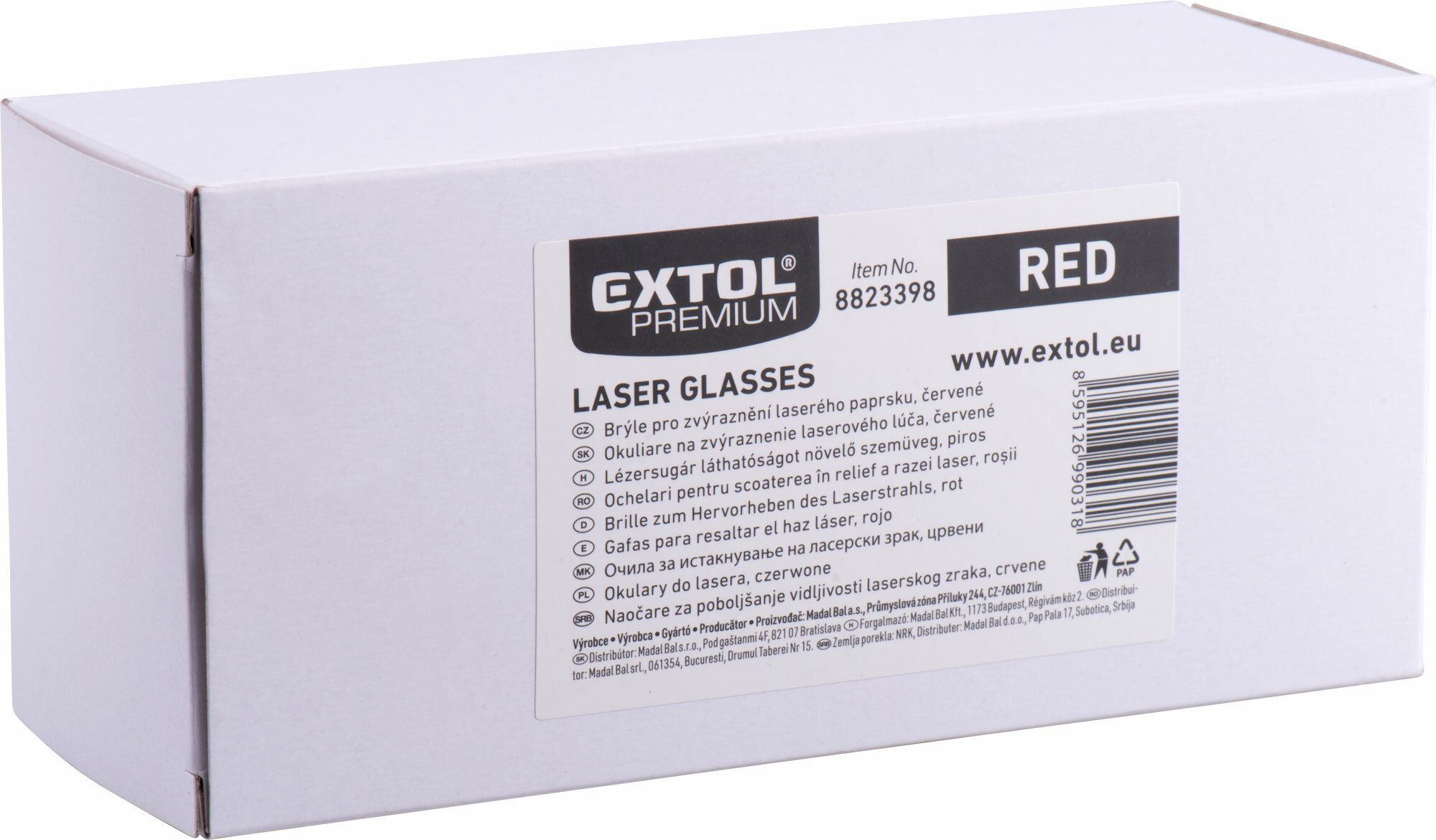 EXTOL PREMIUM 8823398 Okuliare k laserovej vodováhe, červené